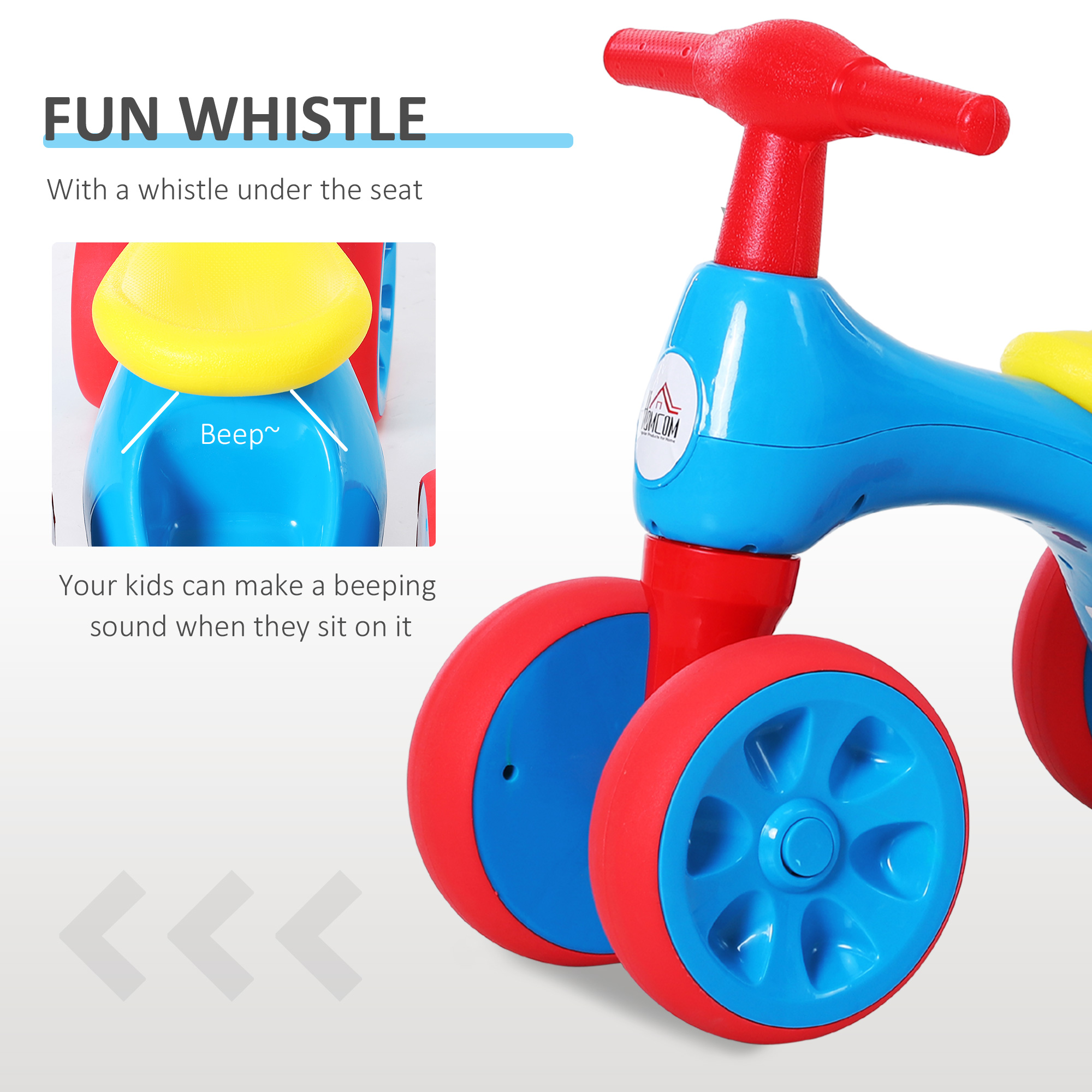 HOMCOM Baby Balance Bike Toddler Training Walker Smooth Rubber Wheels Ride on Toy Storage Bin Gift for Boys Girls Blue Red 7