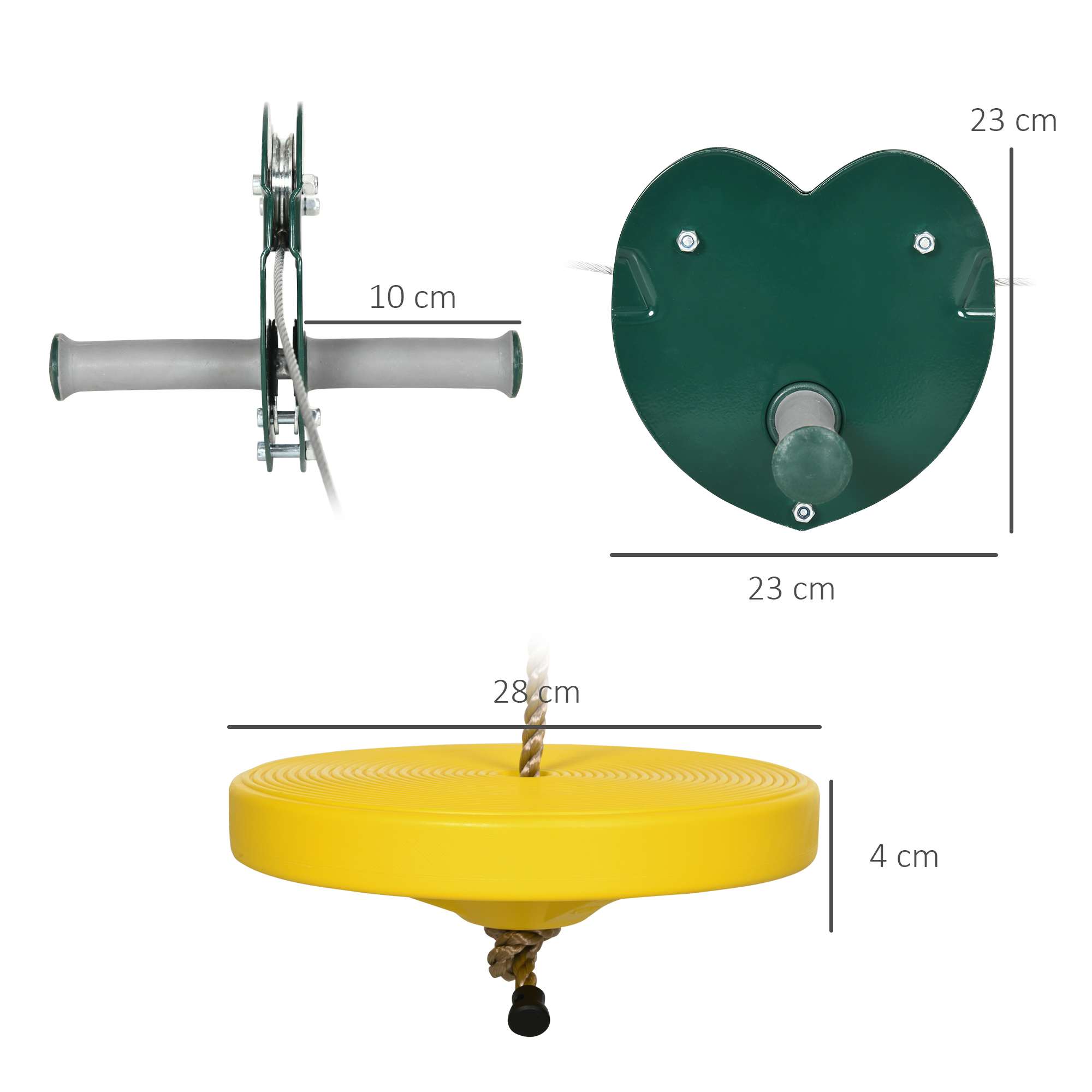 Kit Tyrolienne Outsunny Pour Enfants 6-10 Ans – Câble Acier 25 M, Poignée Antidérapante, Protection Arbre, Charge Max 80 Kg