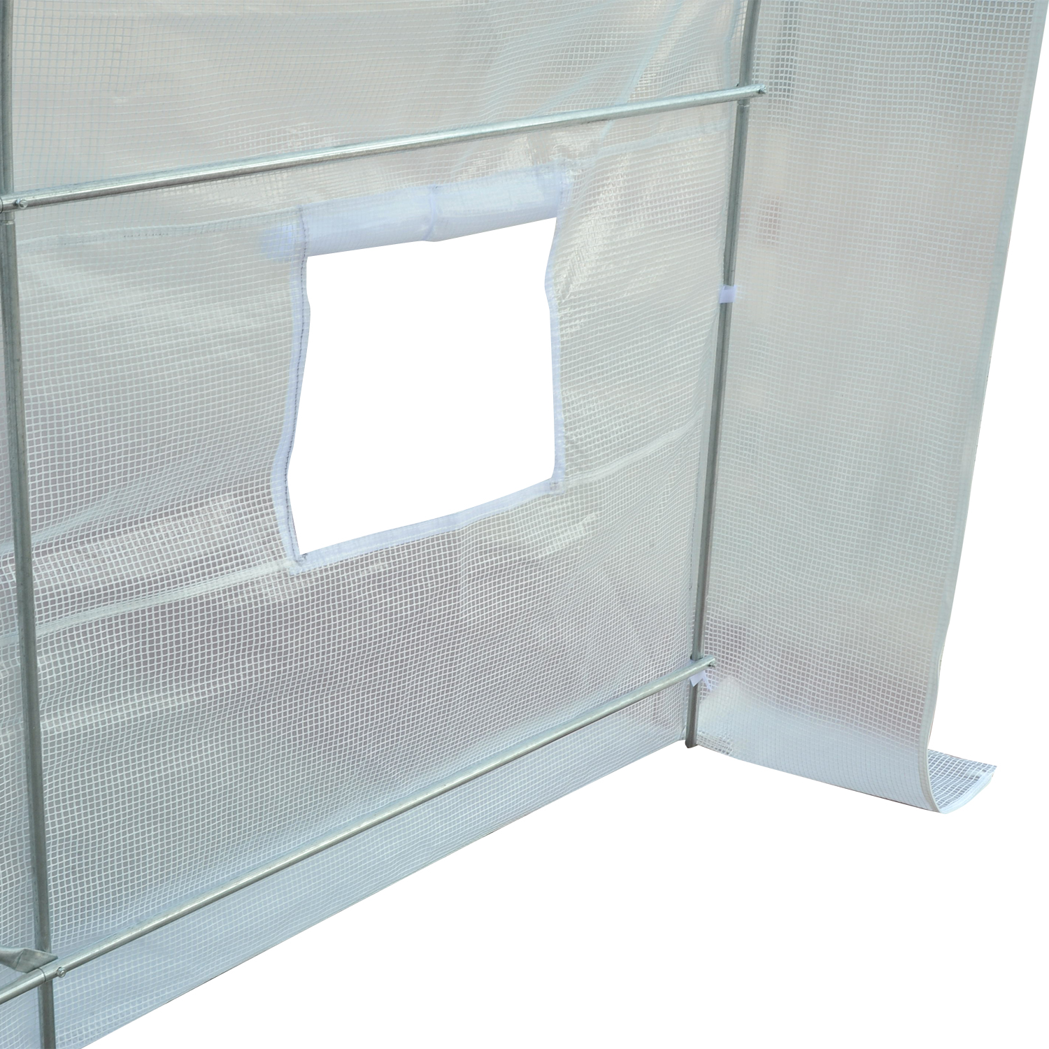 Outsunny 2.5 x 2 x 2 m Polytunnel Greenhouse, Walk-in Green House for Garden with Mesh Windows, Galvanised Steel Frame, White 8