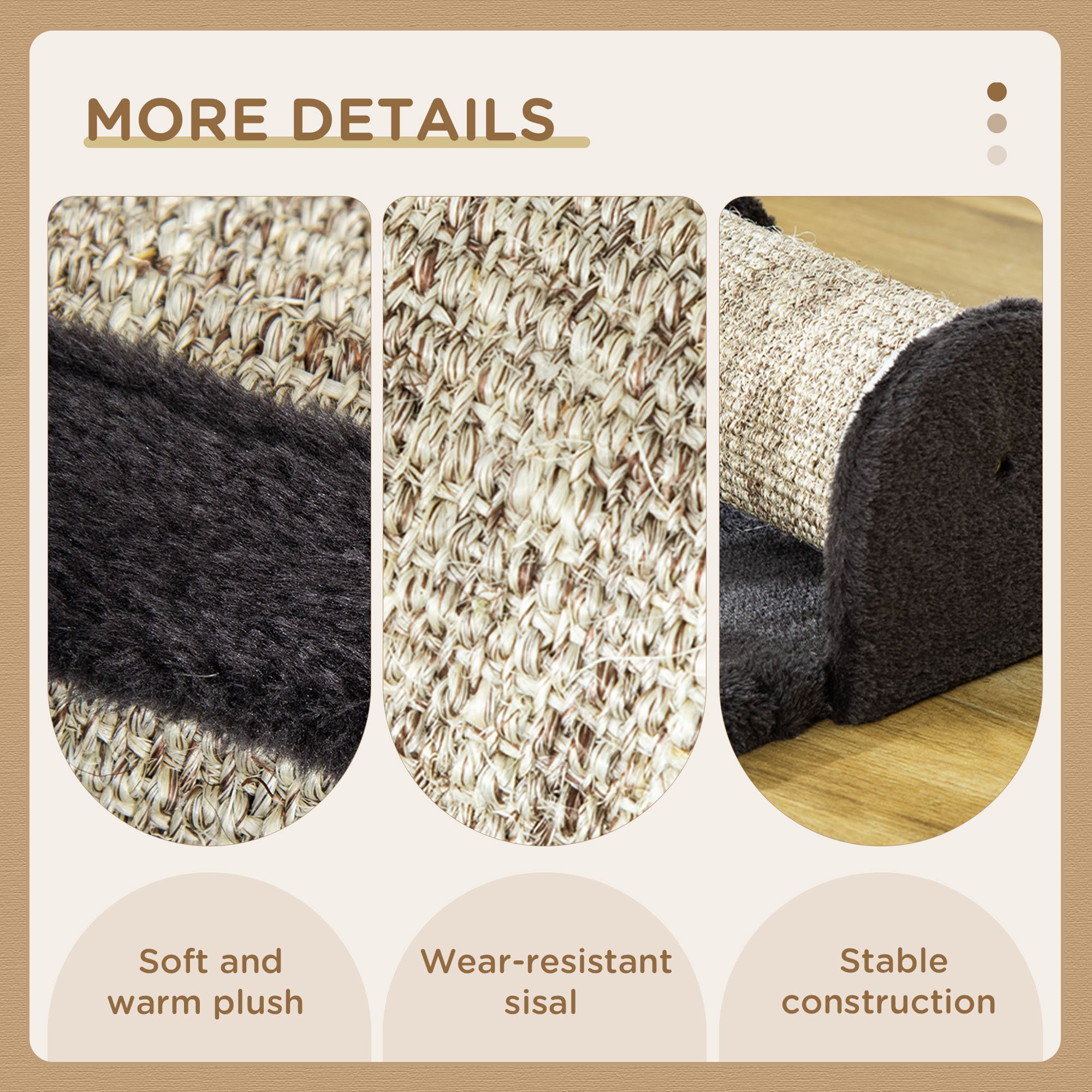PawHut Cat Scratcher, Sisal Cat Scratching Board Mat Pad with Roller, Feather Toy, 44 x 24 x 16 cm, Grey 5