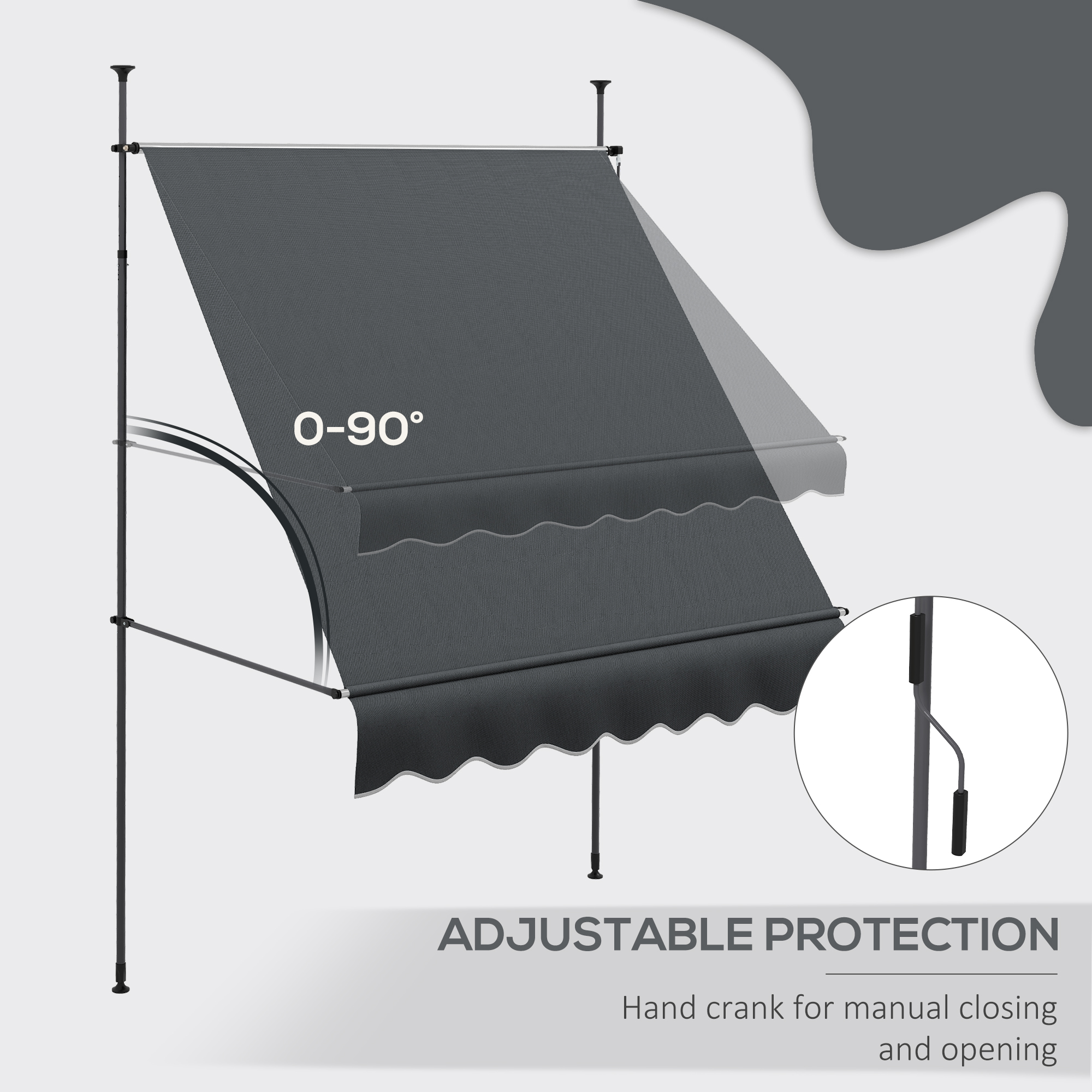 Outsunny 2 x 1.2m Manual Retractable Awning Grey 5