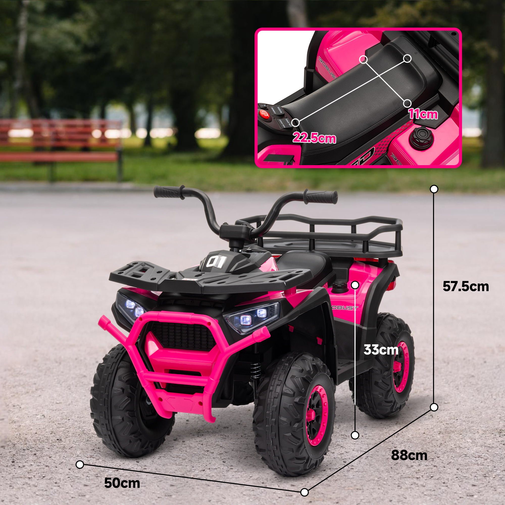 AIYAPLAY 12V Kids Electric Ride on ATV, Battery-Powered Quad Bike w/ Spring Suspension, Forward Backward, Storage Basket, Pink 3
