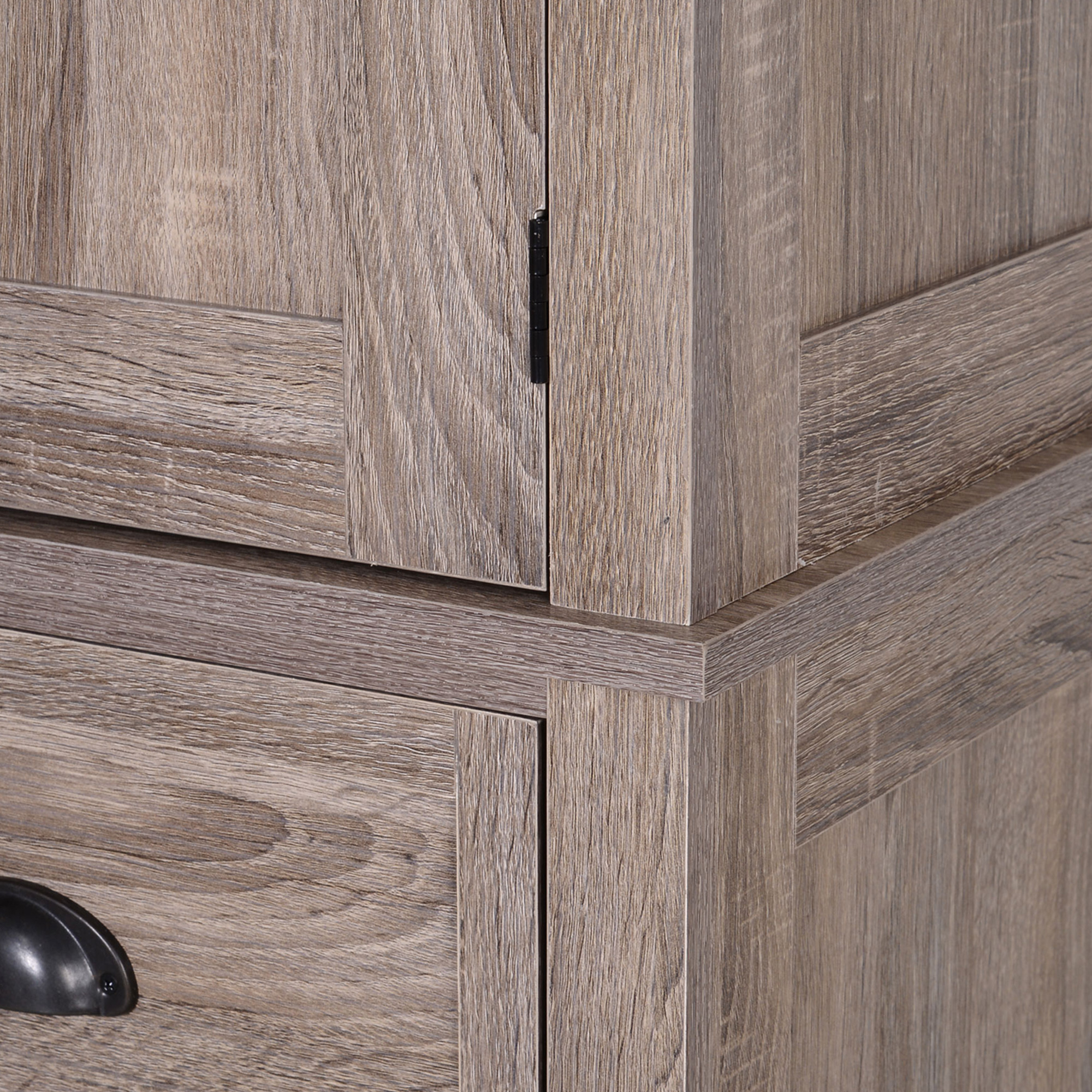 HOMCOM Freestanding Kitchen Cupboard, 184cm Tall Storage Cabinet with Doors and Shelves, Traditional Colonial 4-Door Kitchen Pantry Cupboard with Drawer, Dark Wood Grain 9