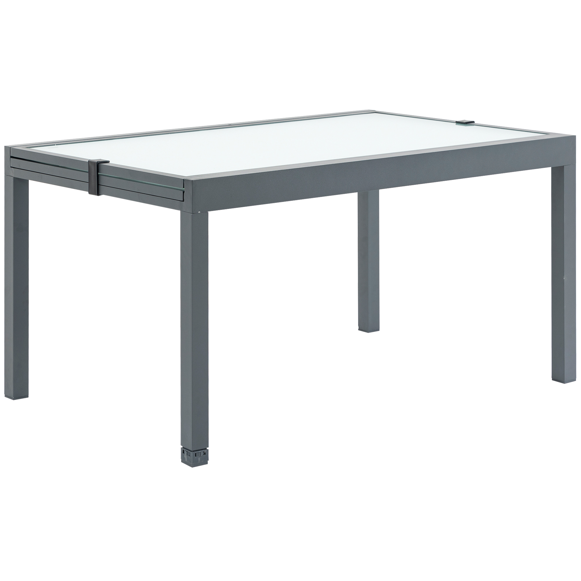 Table De Jardin Extensible En Aluminium Et Verre Trempé - 80x80 Cm, Extensible à 160x80 Cm, Pour 4-6 Personnes - 2
