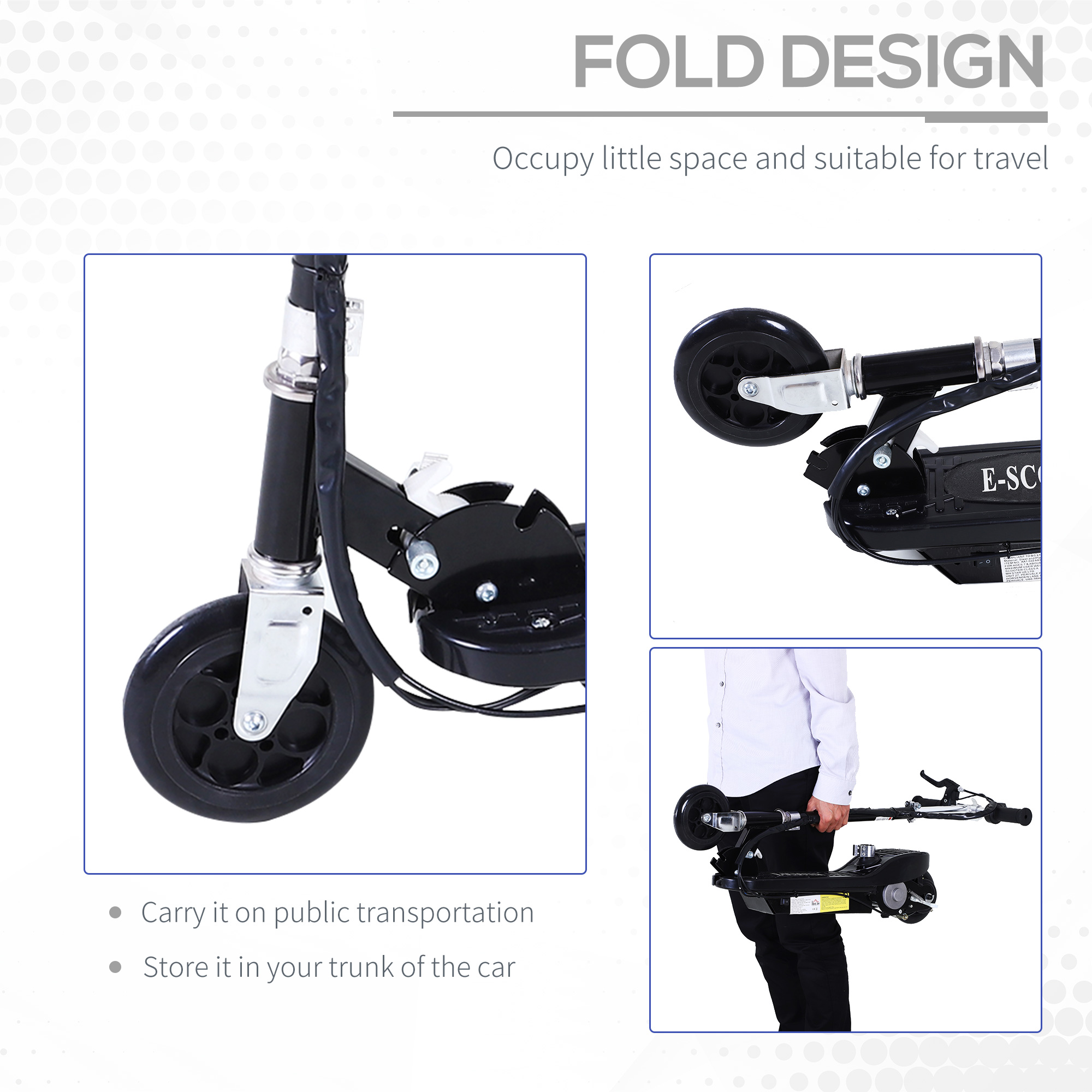 HOMCOM Powered E-Scooter Ride-On, with Brakes, Adjustable Seat, Adjustable Handlebars, Black 6
