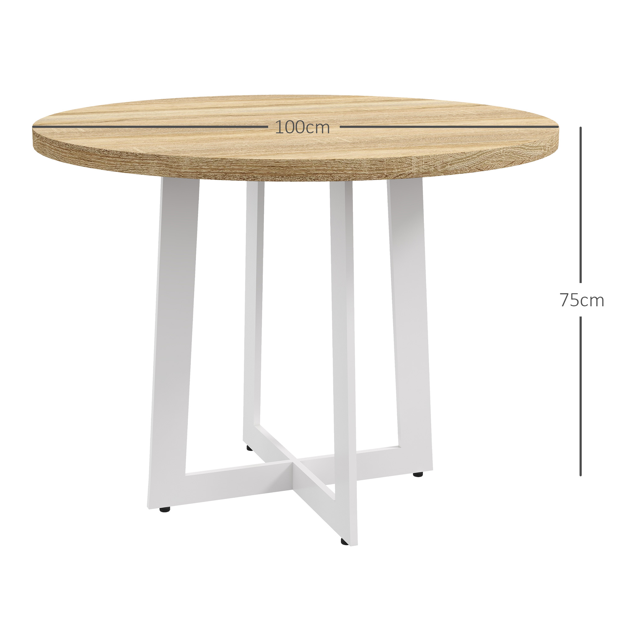 Tavolo Da Pranzo Rotondo Tribesigns 119cm | Piano Legno Bianco/Gold, Con Ripiani, Per 4 Persone - Foto 10