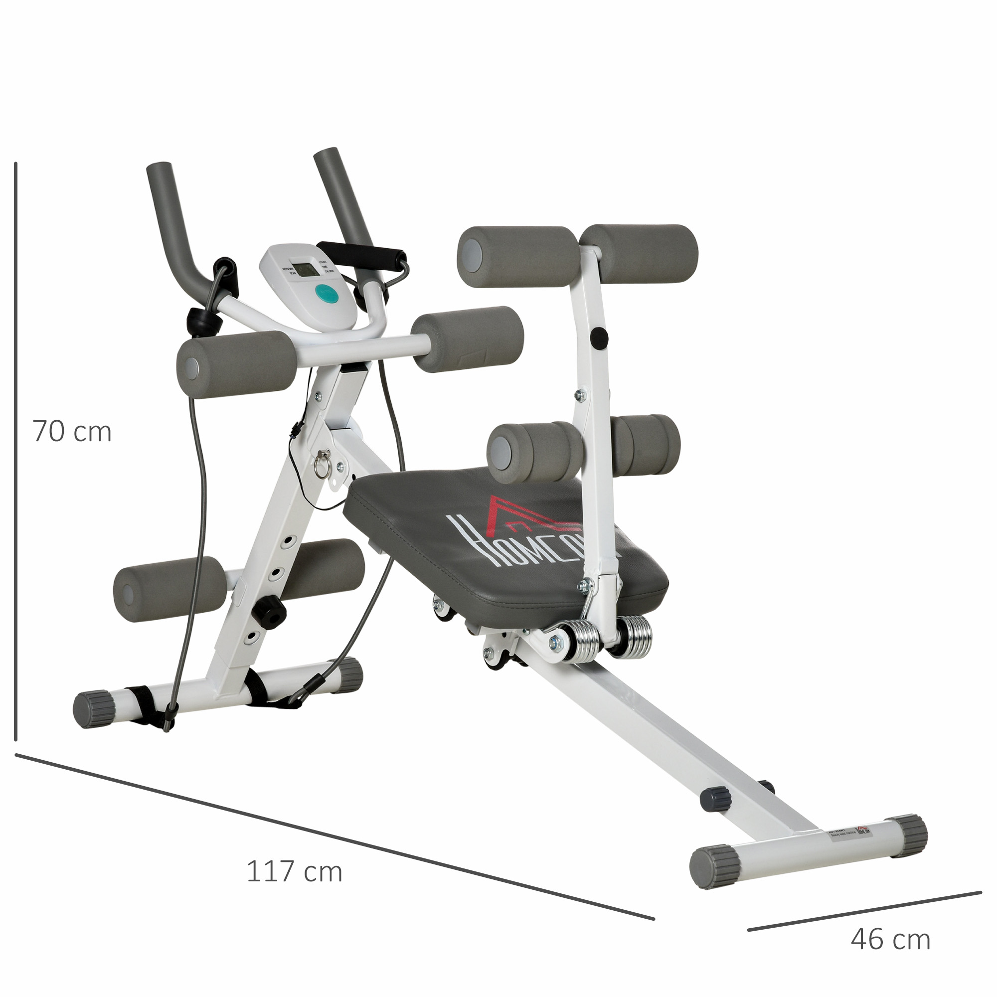 HOMCOM 2-IN-1 Core Abdominal Ab Trainer Sit Up Bench with LCD Screen, Adjustable Fitness Crunch Machine for Home GYM 3