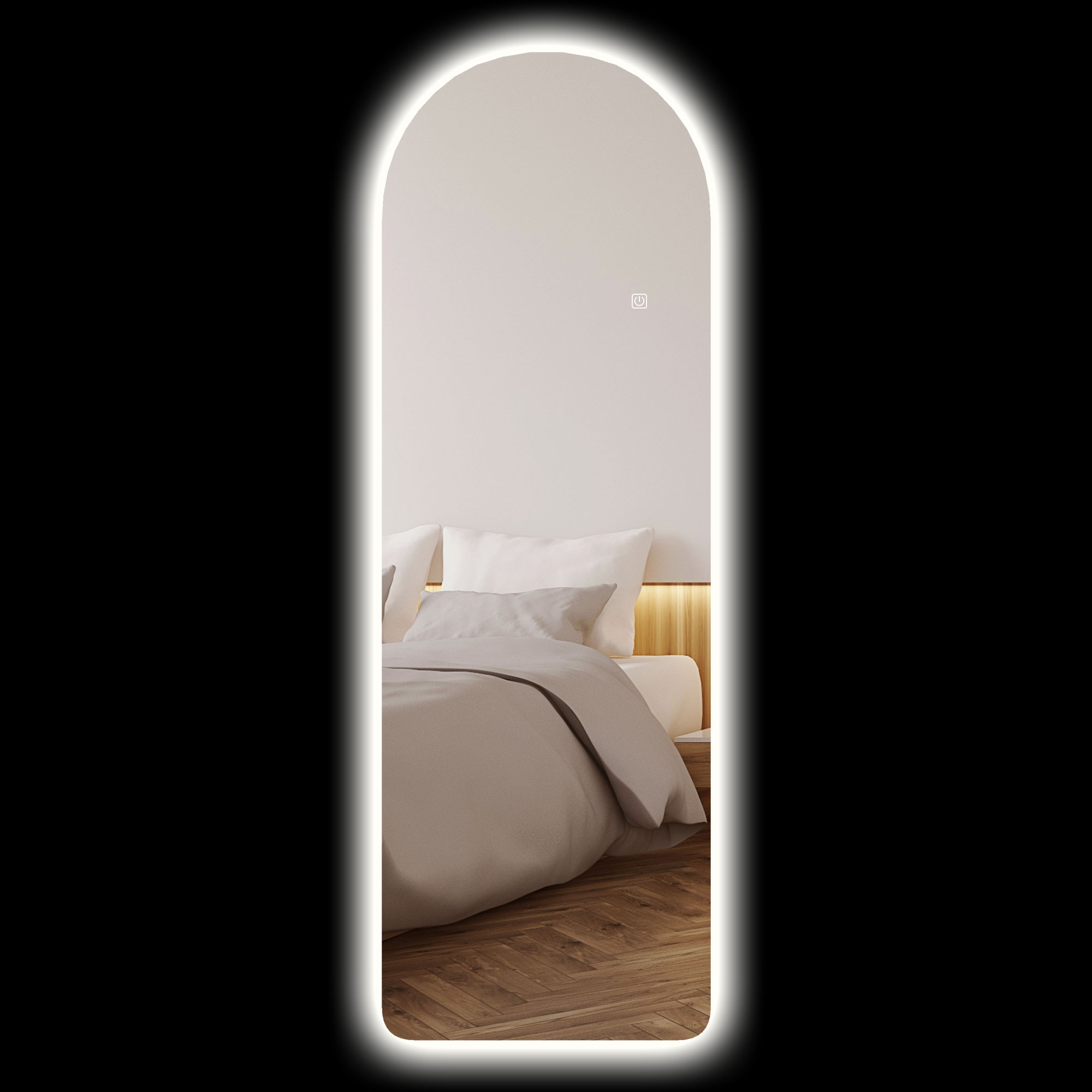 Image of HOMCOM Specchio da Parete ad Arco con Illuminazione LED Regolabile e Controllo Touch, in Vetro Temperato, 40x3x120 cm006