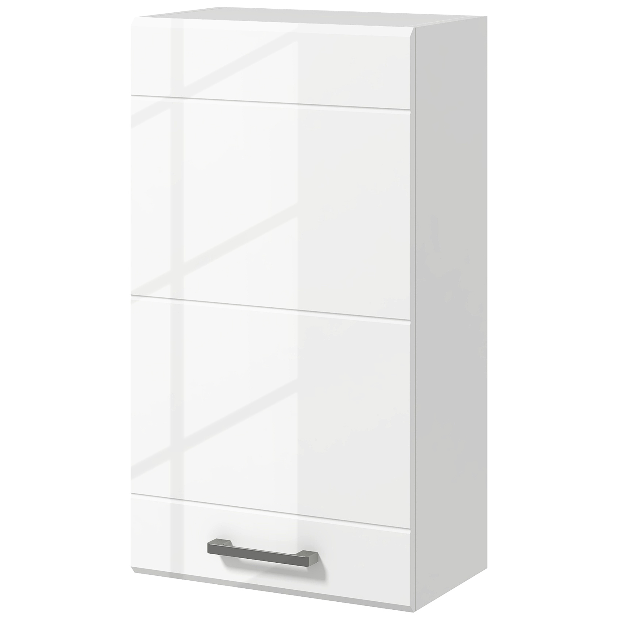 kleankin Armoire murale de salle de bain 1 porte avec étagère réglable en hauteur 3 niveaux 37 x 22,5 x 70 cm blanc haut brillant