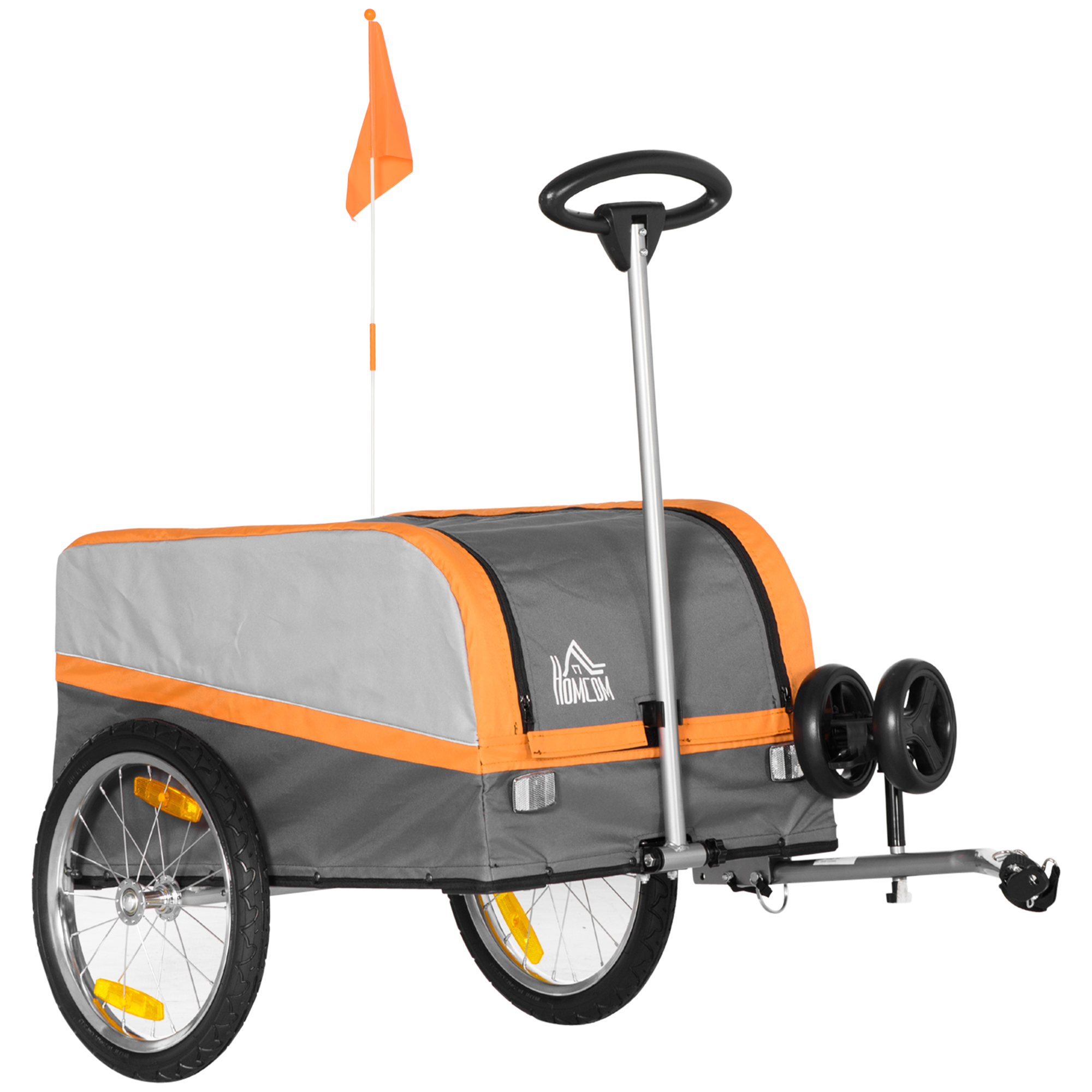 HOMCOM 3-in-1 Carrello Della Spesa Carrello Della Spesa Rimorchio Per Biciclette Carriola, 53 X 43 X 110cm Grigio Argento~1tikttp2a2801