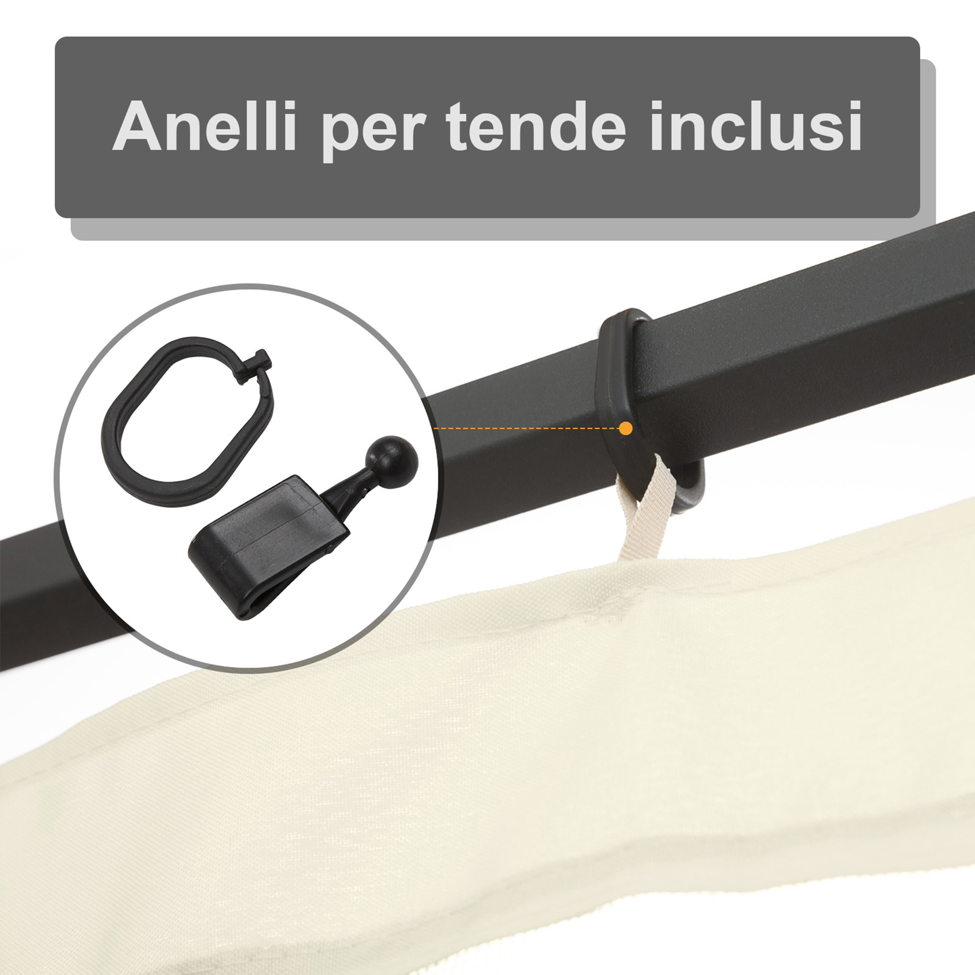 Zanzariera Telo Gazebo Bianca Con Cerniera 3X3X2hCm 4 Aperture Cordino Rinforzat