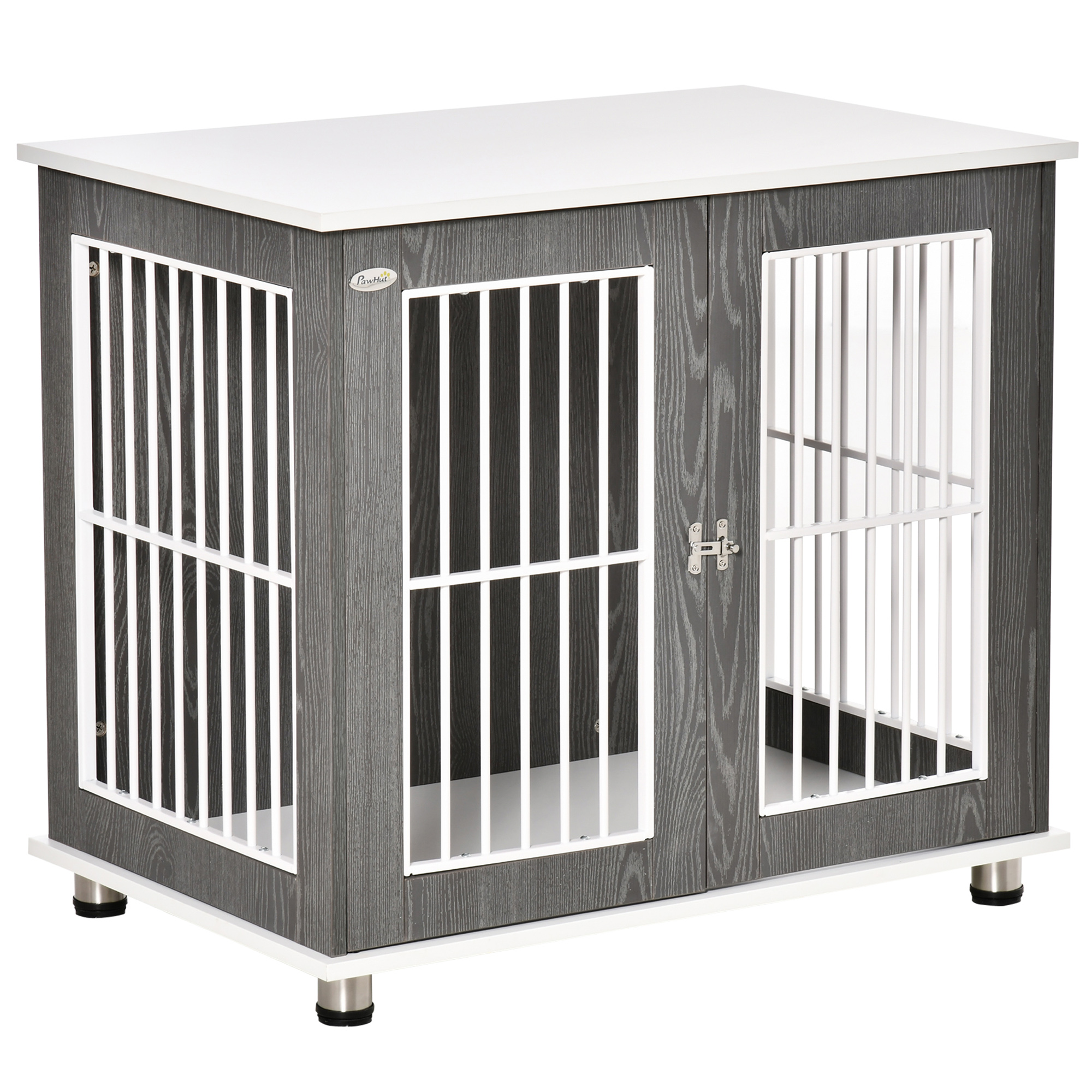 PawHut Dog Crate Table for Medium and Large Dogs with Magnetic Door for Indoor Use, 95 x 55 x 75 cm, Purple