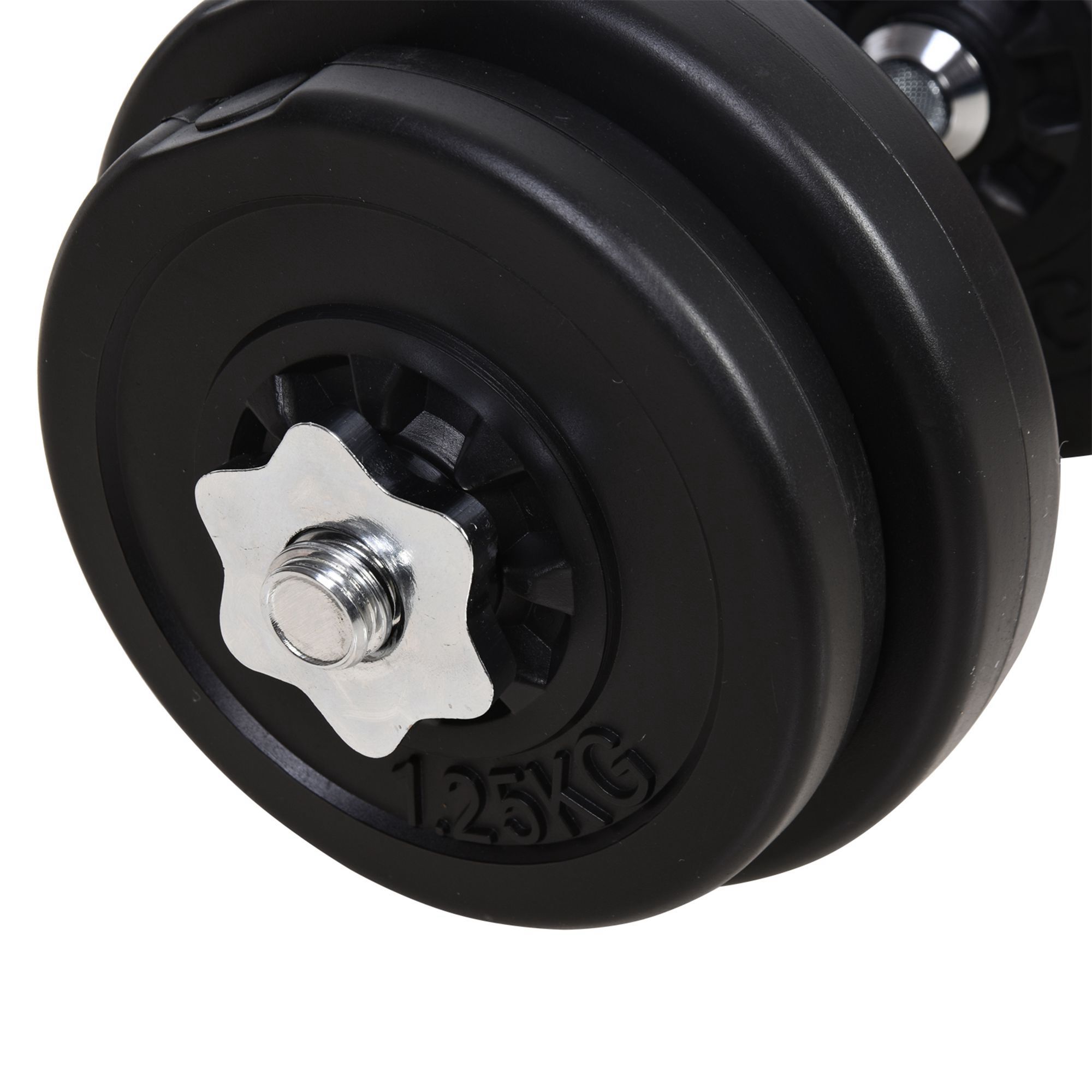 HOMCOM Dumbbell and Barbell Set with 65kg Adjustable Barbell Weights Set, for Home Gym Black 9