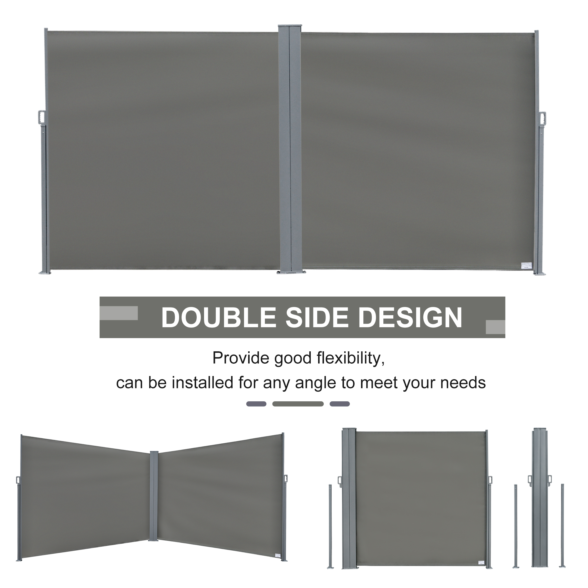 Outsunny 6 x 2m Retractable Sun Side Awning Screen Fence Patio Garden Wall Balcony Screening Panel Outdoor Blind Privacy Divider – Grey 5