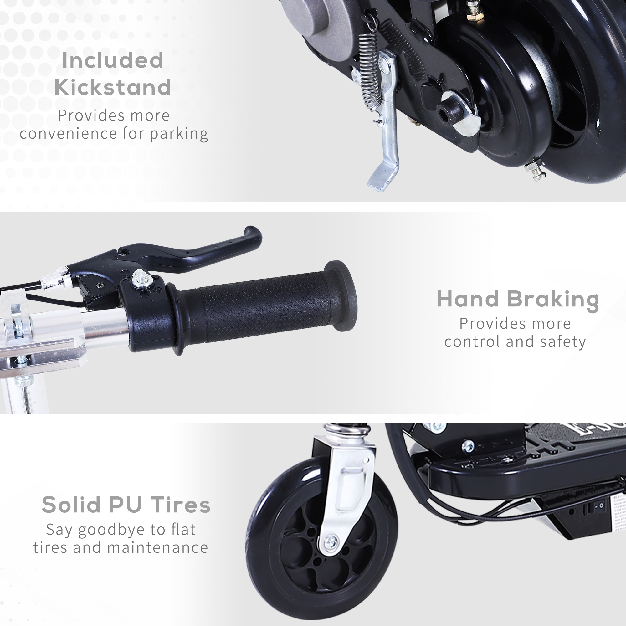 HOMCOM Powered E-Scooter Ride-On, with Brakes, Adjustable Seat, Adjustable Handlebars, Black 7
