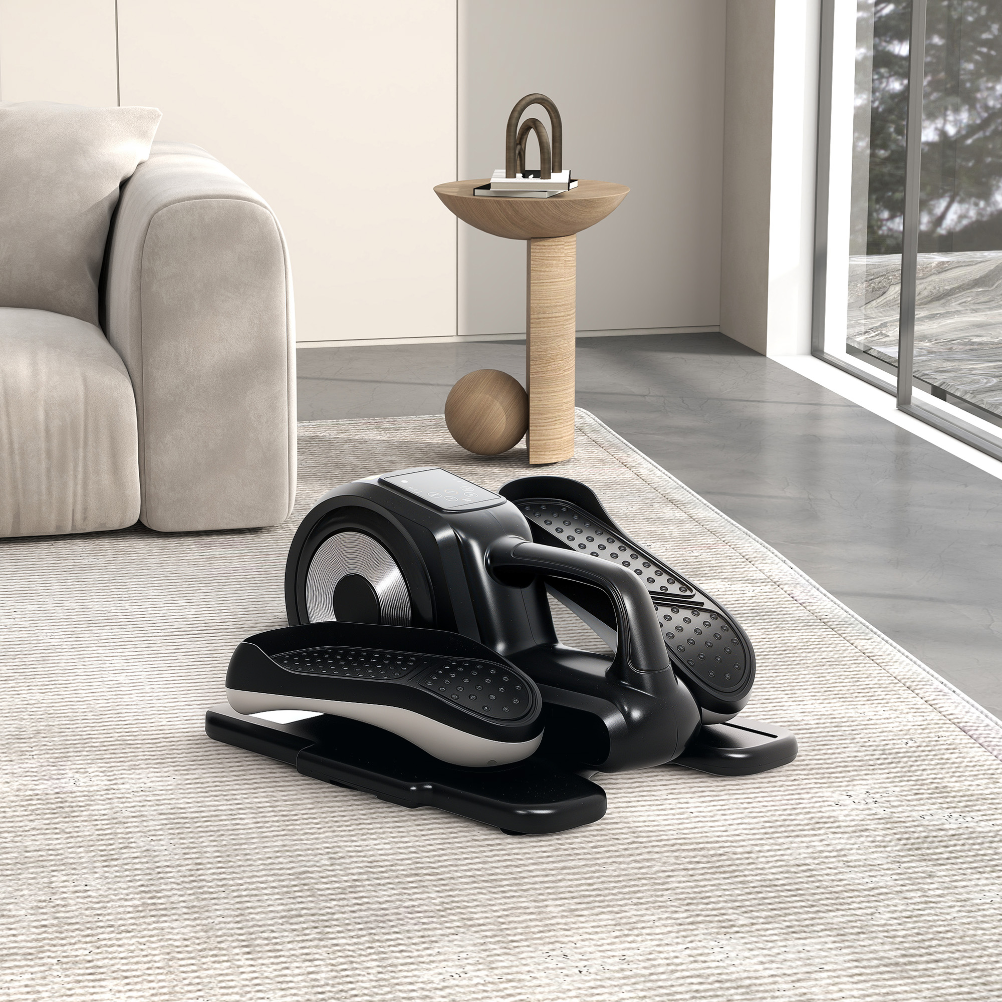 SPORTNOW Under Desk Elliptical Machine, Seated Pedal Exerciser, Mini Electric Elliptical Machine For Seniors With LCD Monitor, Remote Control And 10