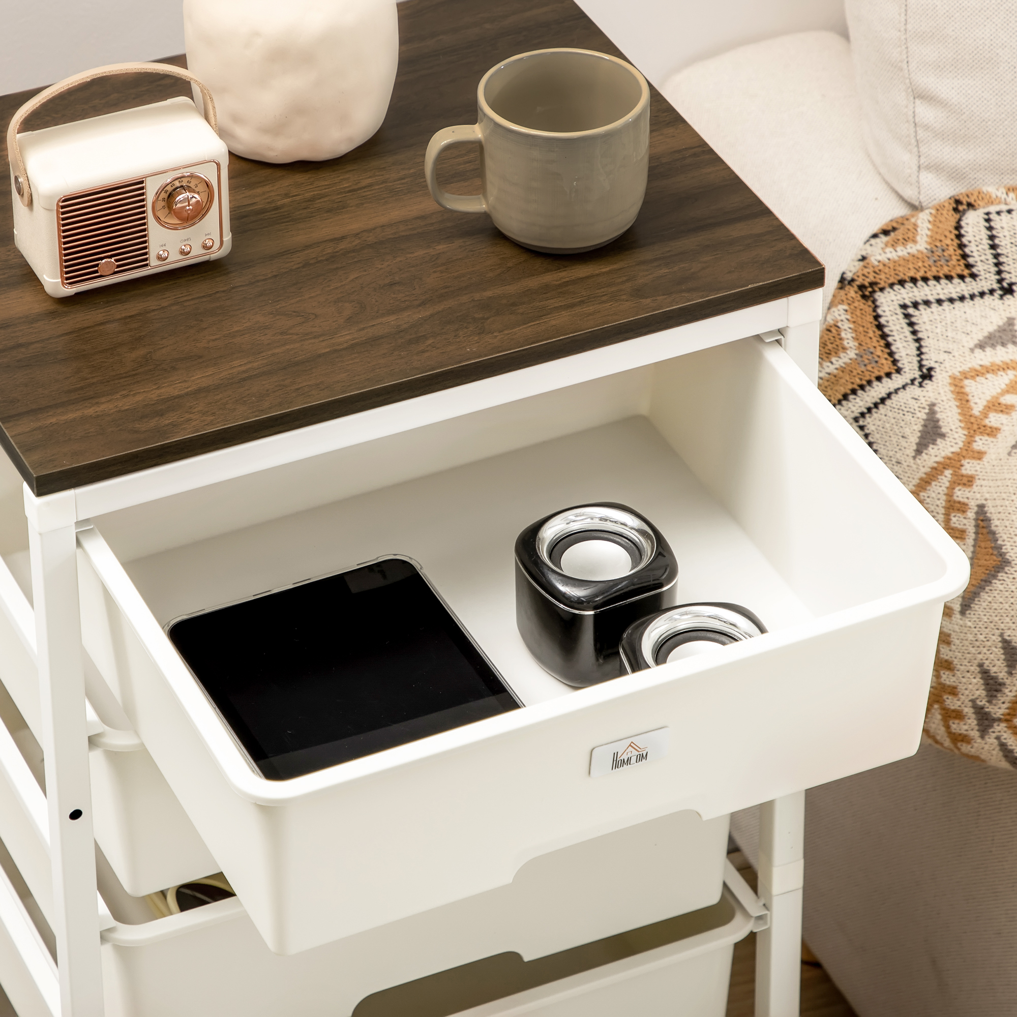 HOMCOM Bedroom Chest of Drawers, 6-Drawer Dresser, Tall Storage Drawer Unit with Steel Frame for Living Room, White 8