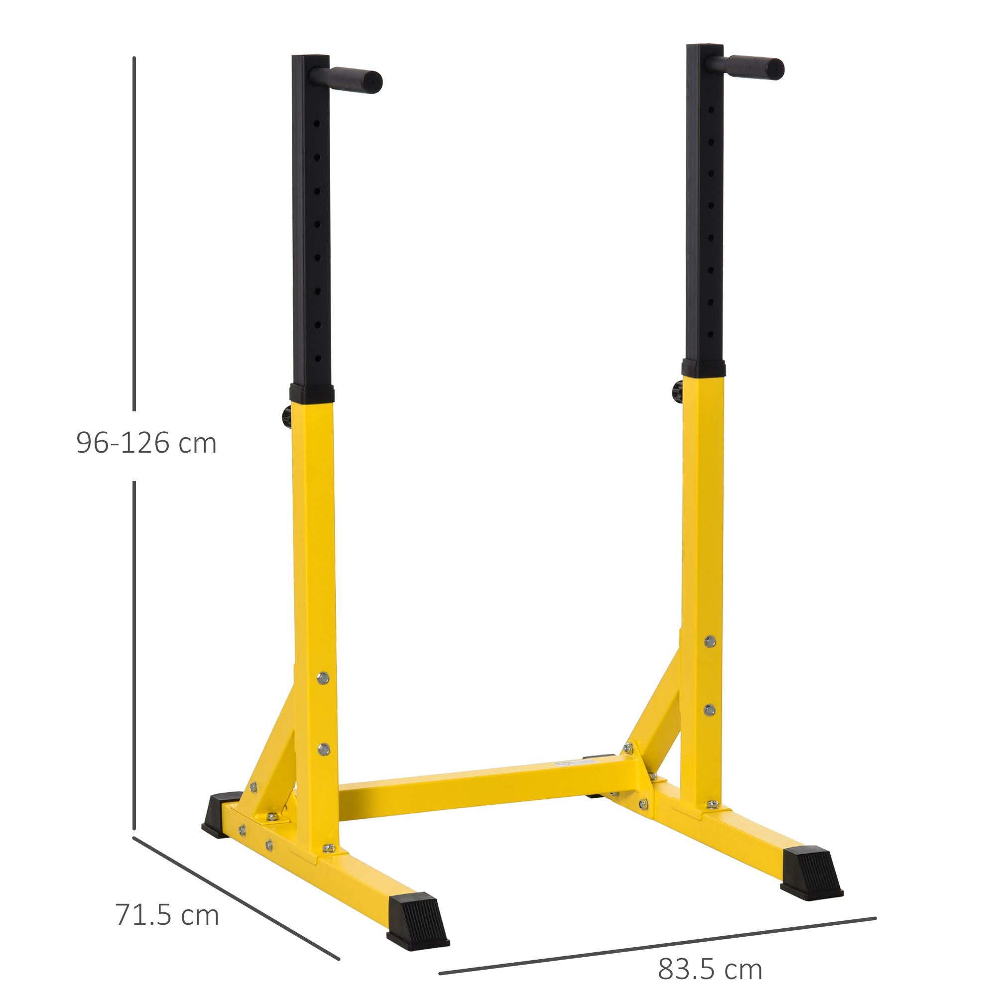 HOMCOM 83.5L x 71.5W x 126H cm Dip Station Chin Up Parallel Bars Pull Up Power Tower Home Gym Workout Bicep Tricep Fitness Equipment Height Adjustable 3