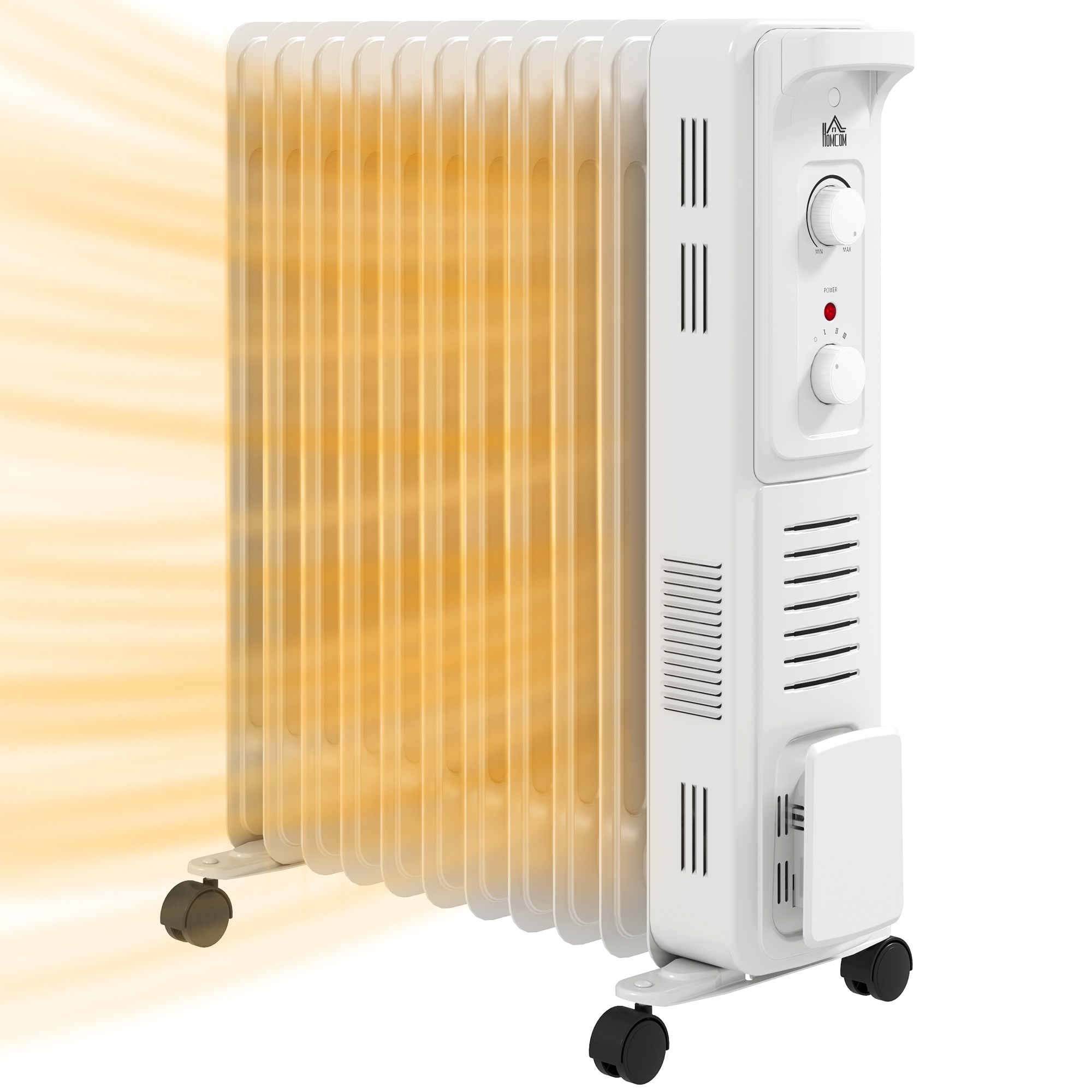 Product photograph of Homcom 2500w Oil Radiator 11 Fin Energy Efficient Portable Electric Heater With 3 Heat Settings Adjustable Thermostat White Aosom Uk from Aosom UK