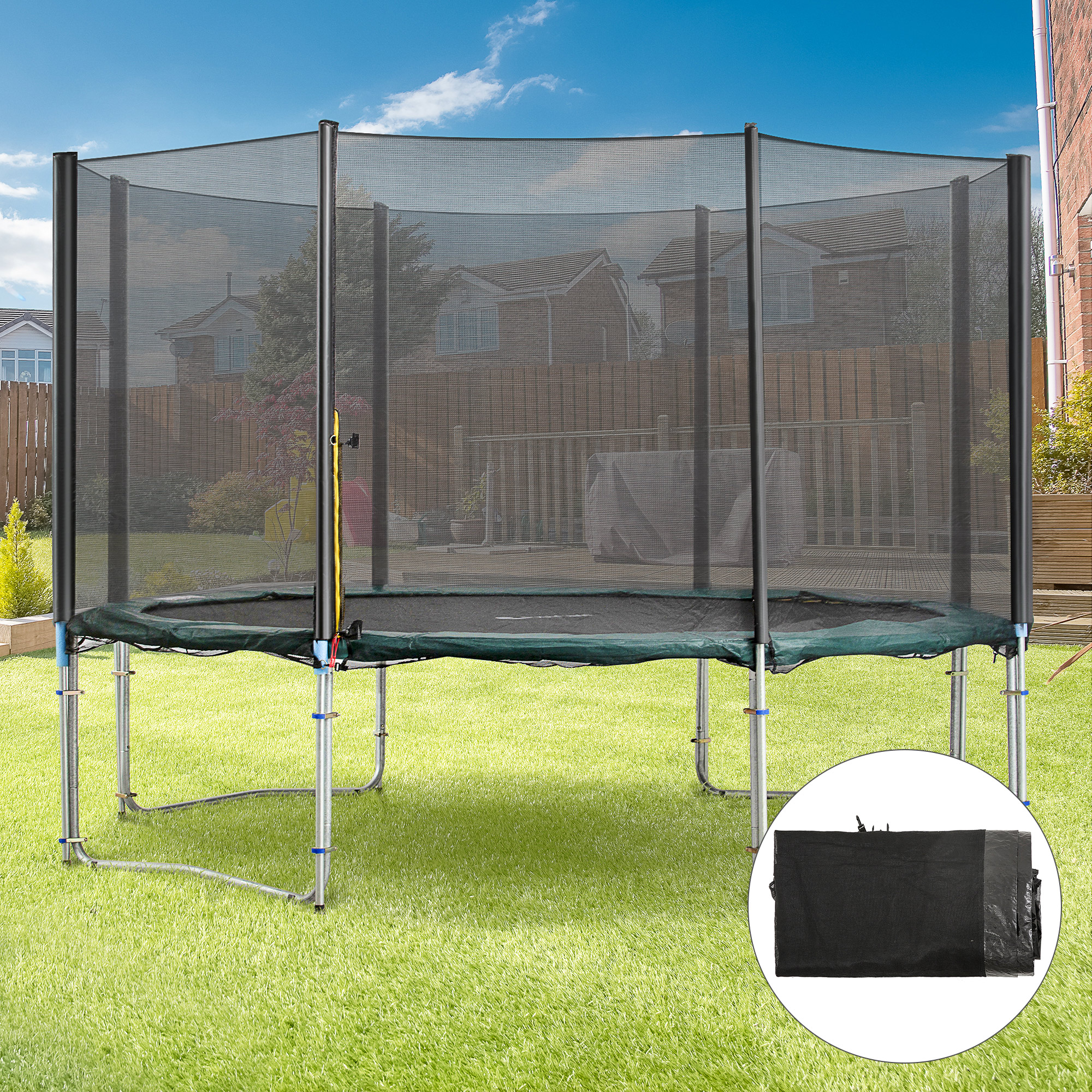 HOMCOM 13ft Trampoline Net Replacement Safety Net Enclosure Net Spare w/ 8 Poles 2