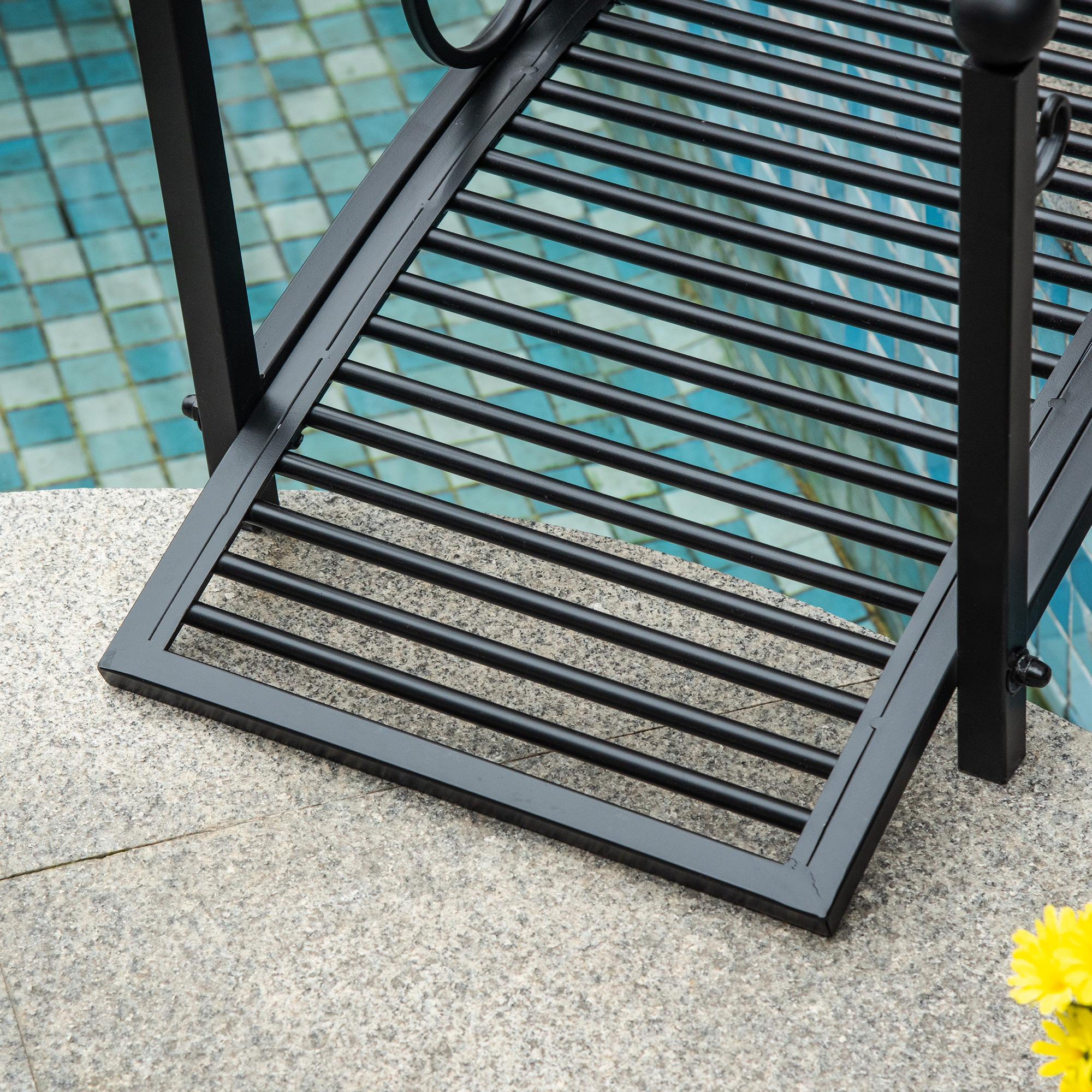 Outsunny 102L x 48W x 49H Classic Metal Garden Bridge with Safety Railings Arc Footbridge Decorative Pond Bridge for Backyard Creek Stream, Black 8