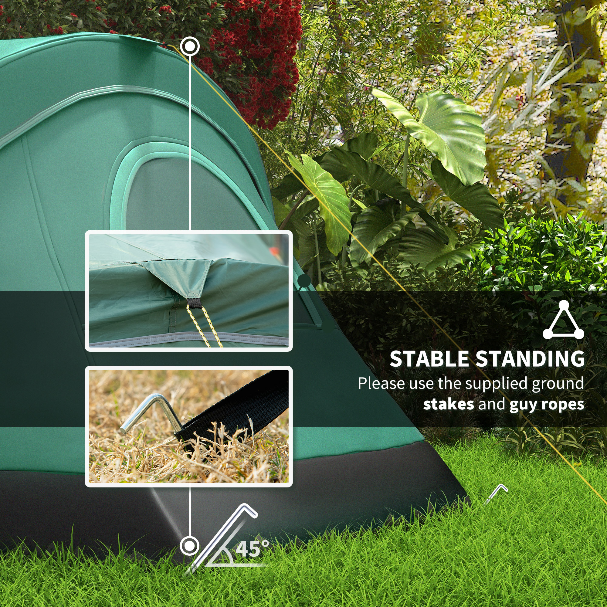 Outsunny 5-6 Man Dome Camping Tent Dark Green 7