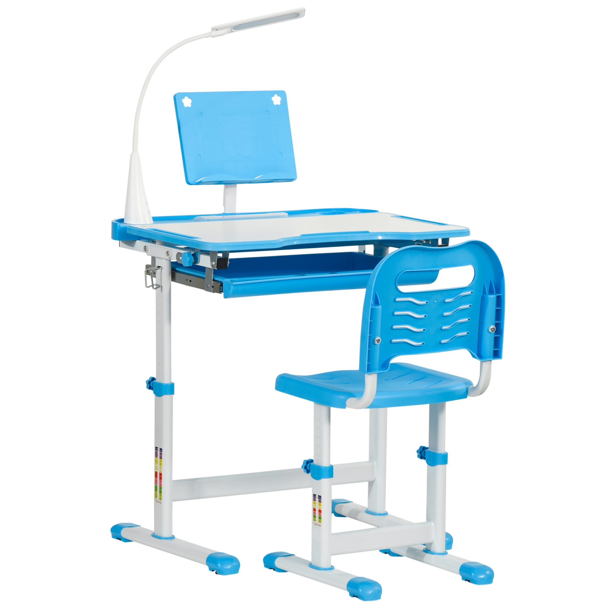 Product photograph of Homcom Kids Study Desk And Chair Set W Adjustable Height Storage Drawer - Blue Aosom Uk from Aosom UK