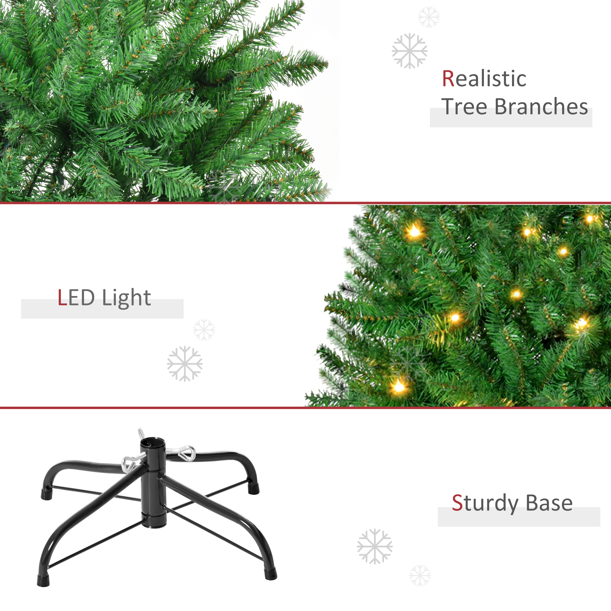 HOMCOM 5FT Christmas Tree Warm White LED Light Holiday Home Decoration, Green 8