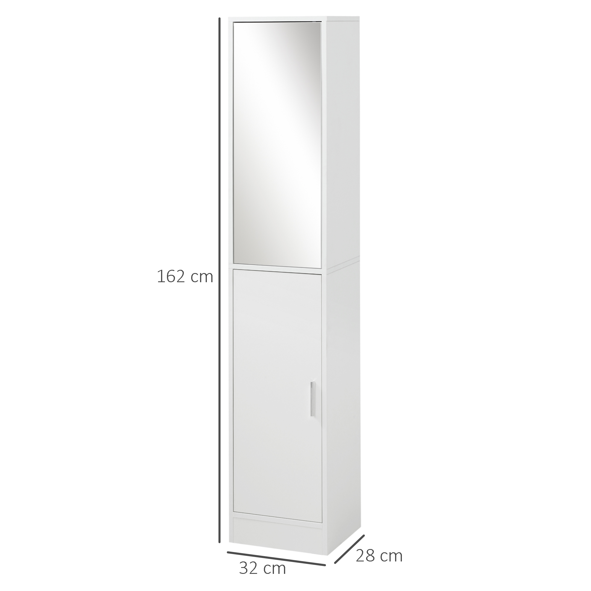 kleankin Tall Bathroom Cabinet with Mirror and Adjustable Shelf White 3