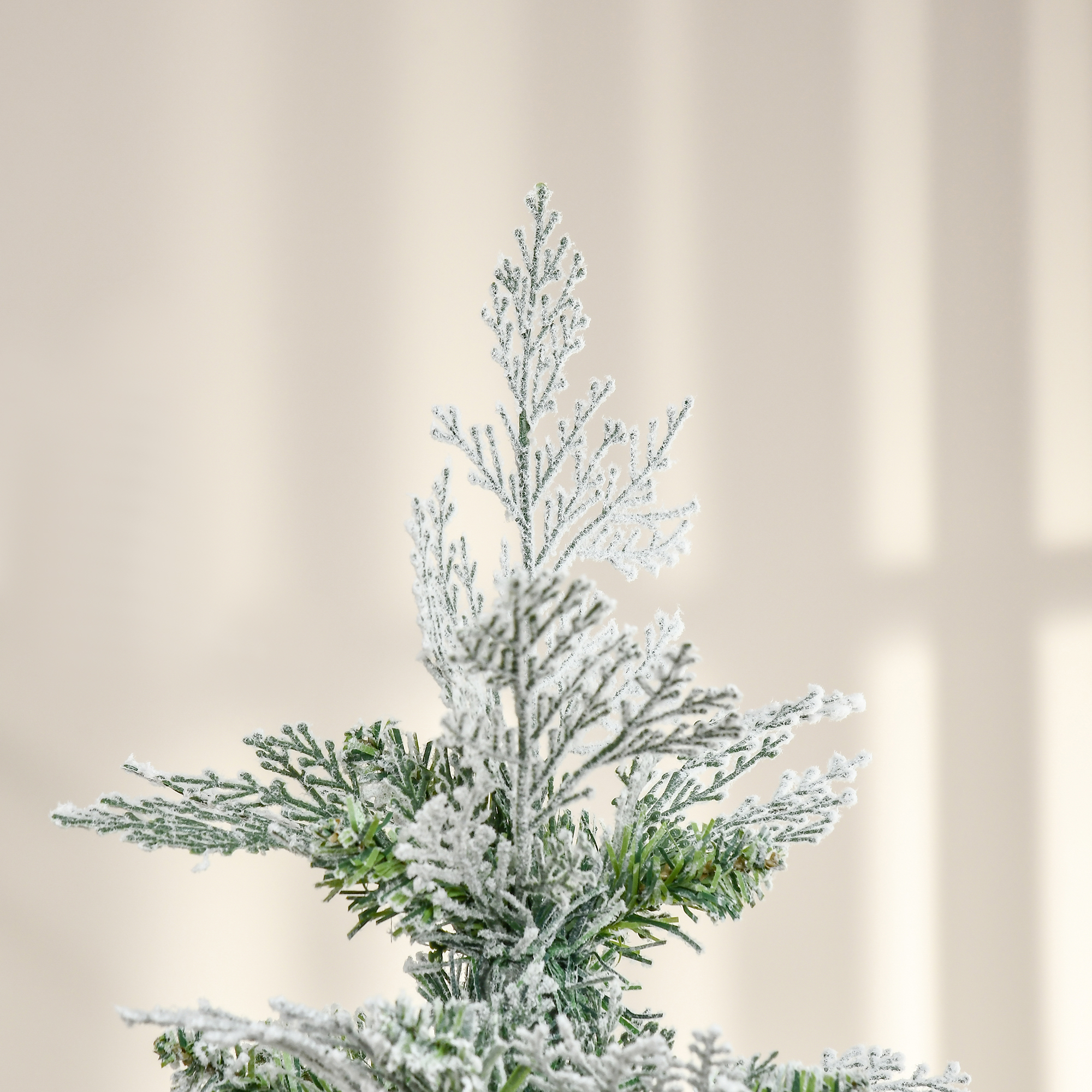 HOMCOM 6 Ft Pencil Snow Flocked Artificial Christmas Tree with Realistic Cypress Branches, Auto Open, Green 8