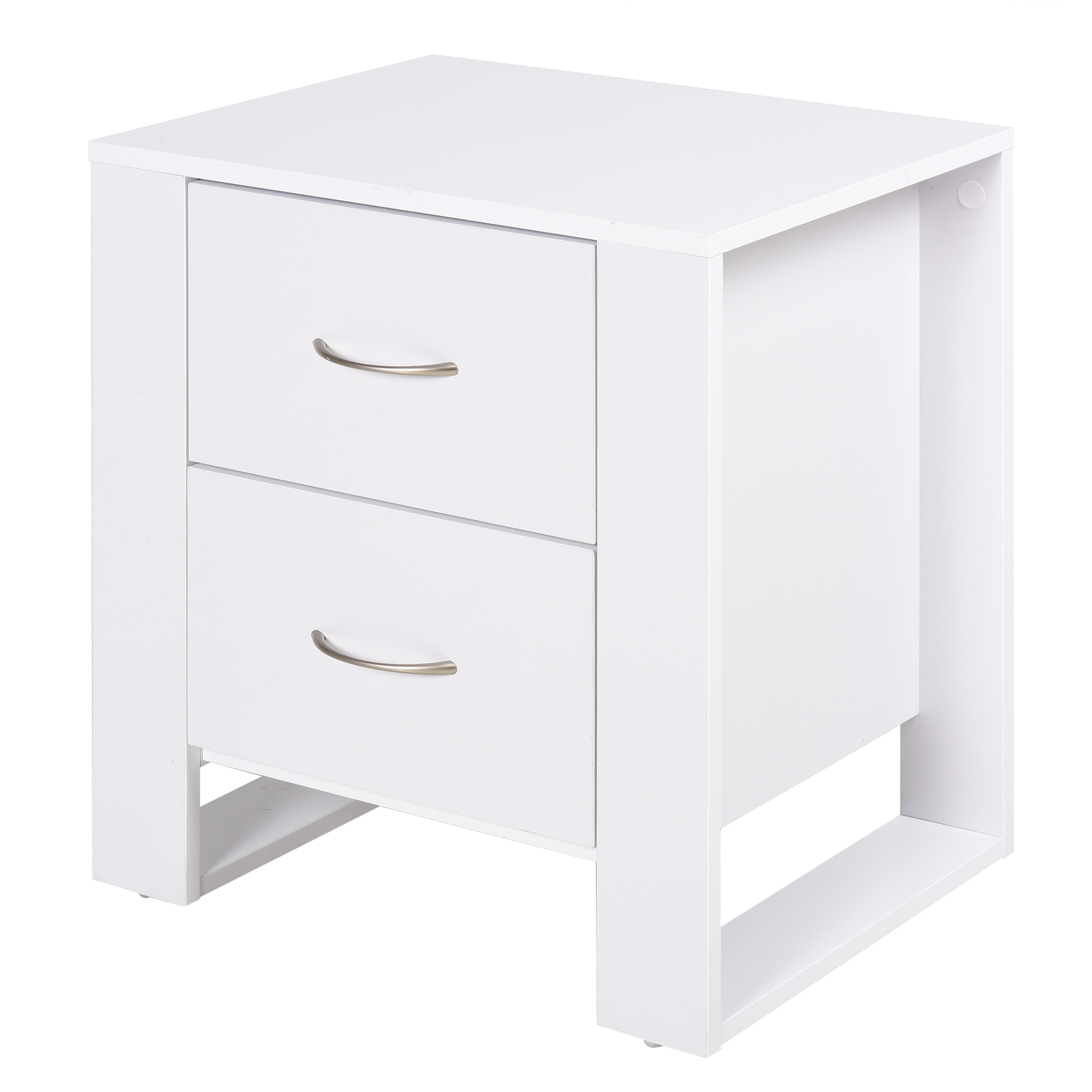 HOMCOM Mesita de Noche Elegante con 2 Cajones Mesa Lateral Compacta para Sofá Ideal para Dormitorio o Sala de Estar Blanco 48x39x54 cm   Aosom España