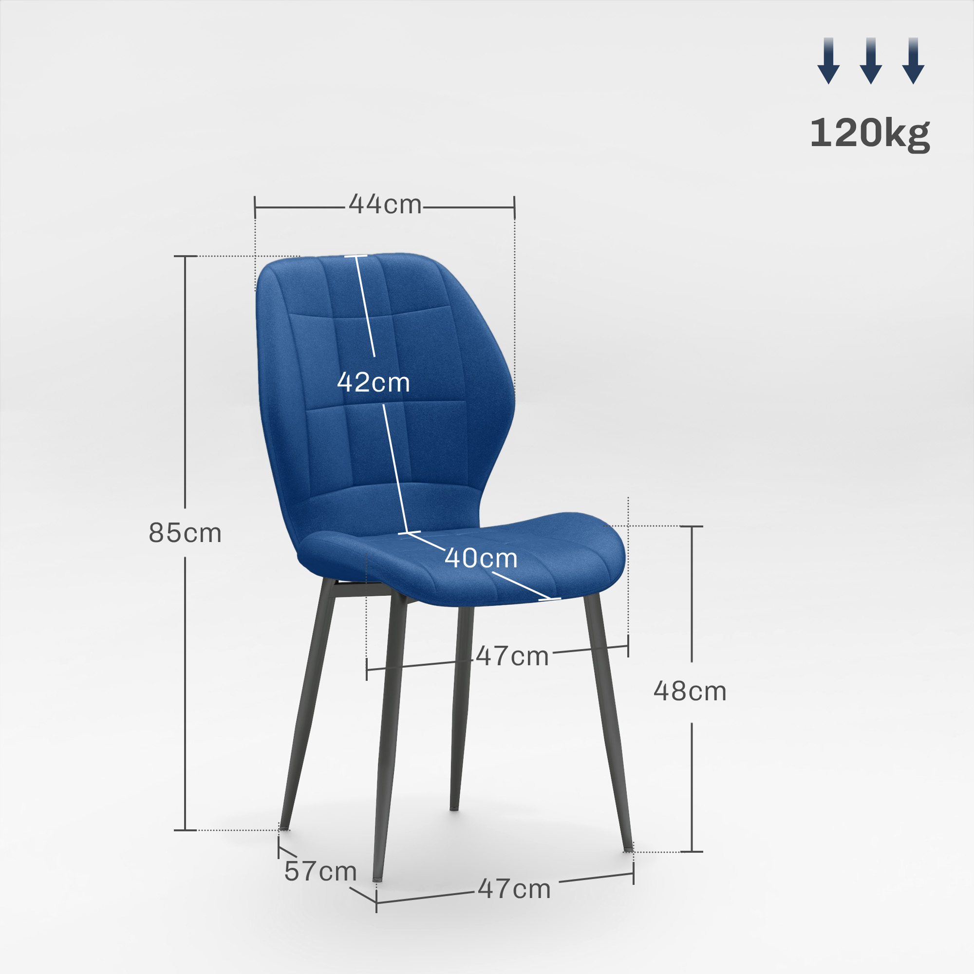 HOMCOM Set of Four Velvet Relaxed Tub Dining Chairs Dark Blue 3