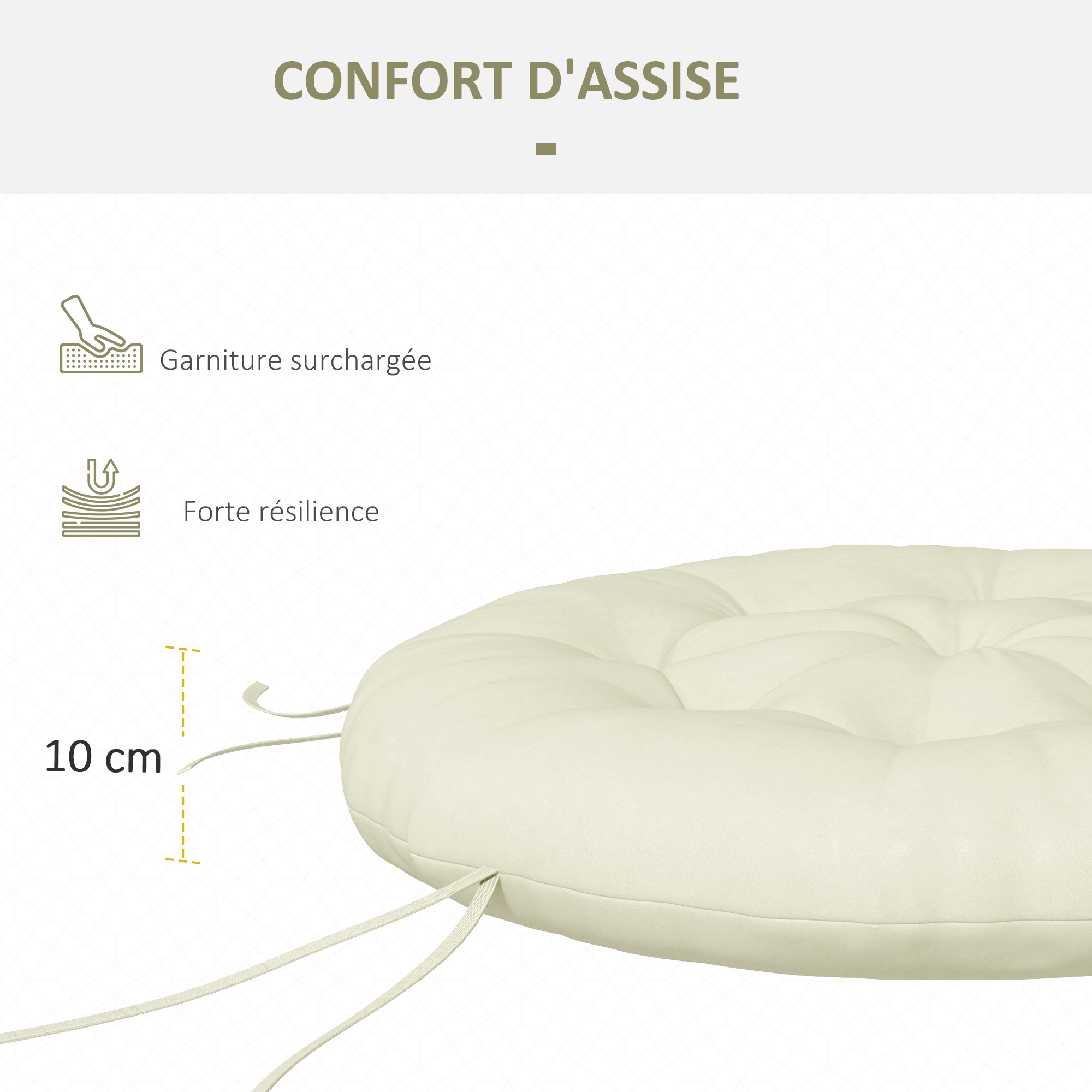 Coussin Papasan Imperméable Rond 160x160cm Pour Chaise Rotin Extérieur - Confort Et Style