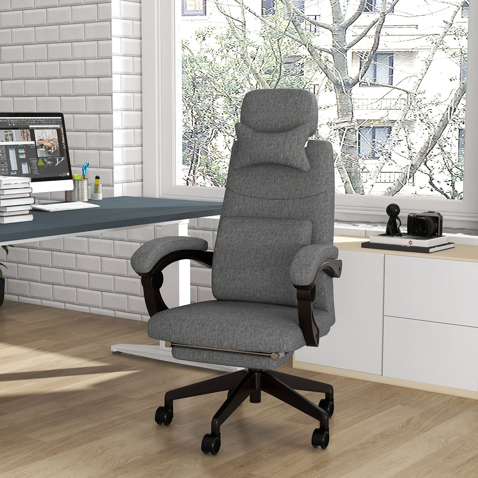 Vinsetto High Back Office Chair Reclining Computer Chair with Footrest ...