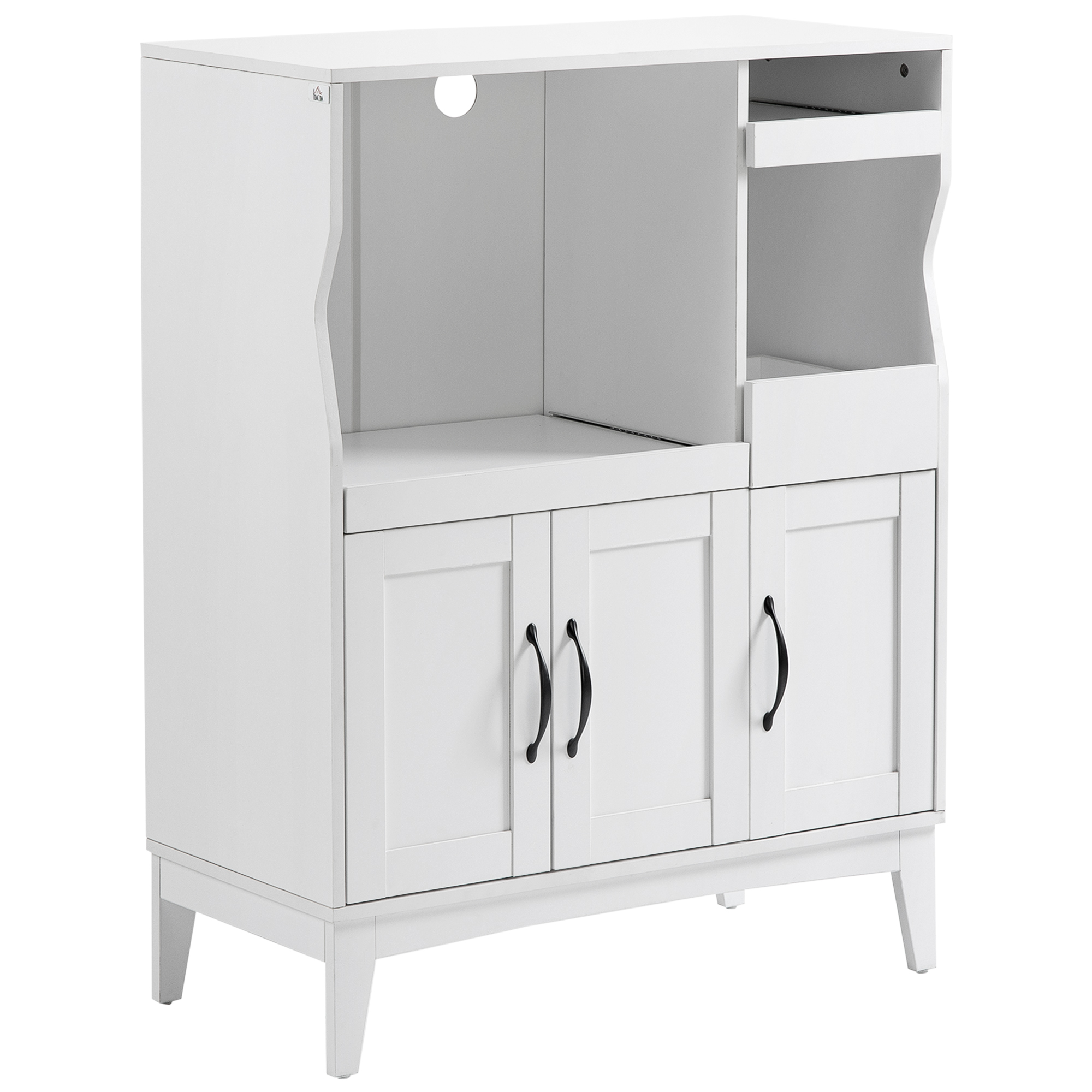 HOMCOM Credenza Cucina Salvaspazio con 2 Armadietti e 2 Ripiani Estraibili in Legno, 84x39x109 cm, Bianco