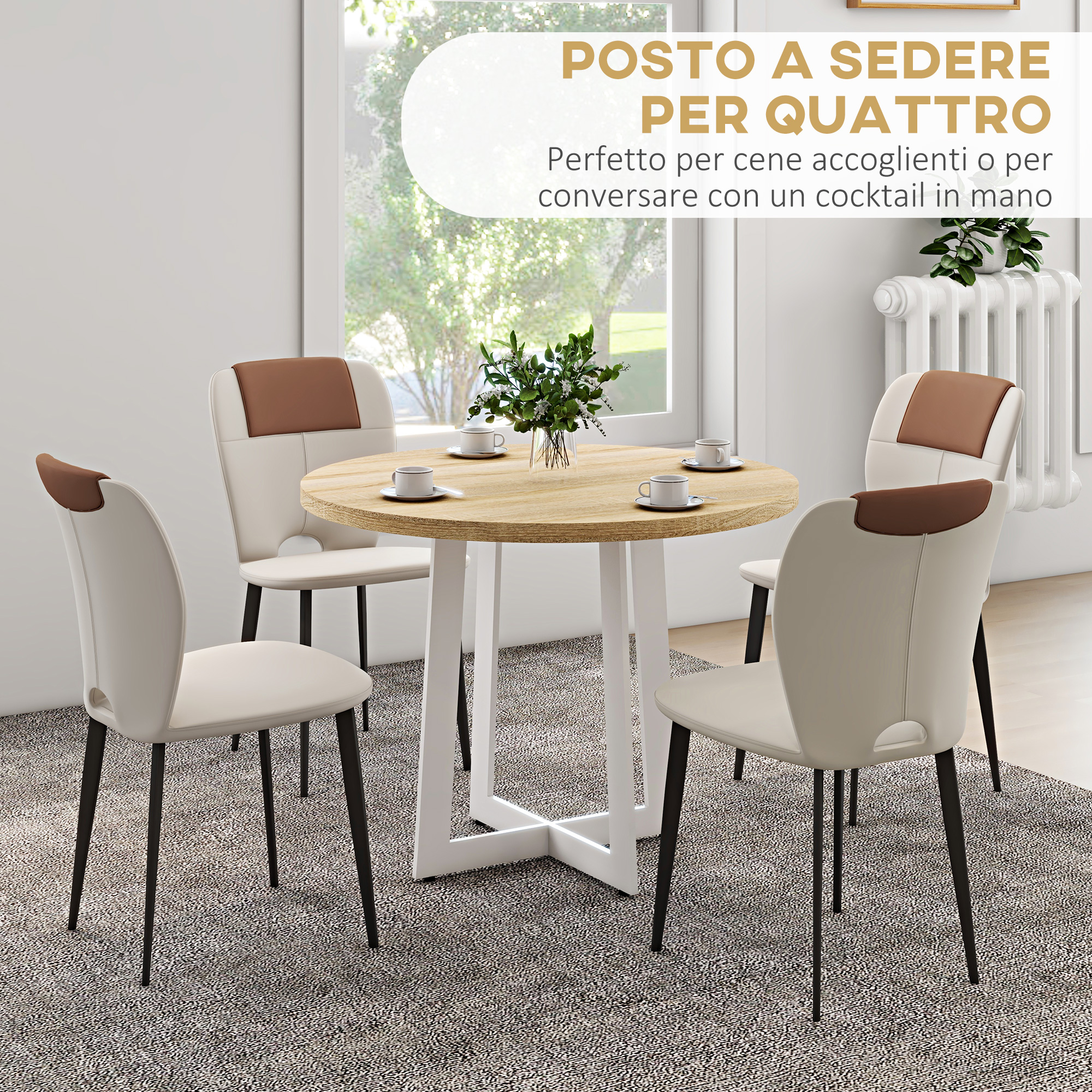 MIDJ tavolo rotondo CLESSIDRA 100 cm (Cat. HL1 - Top melaminico HL e base in metallo