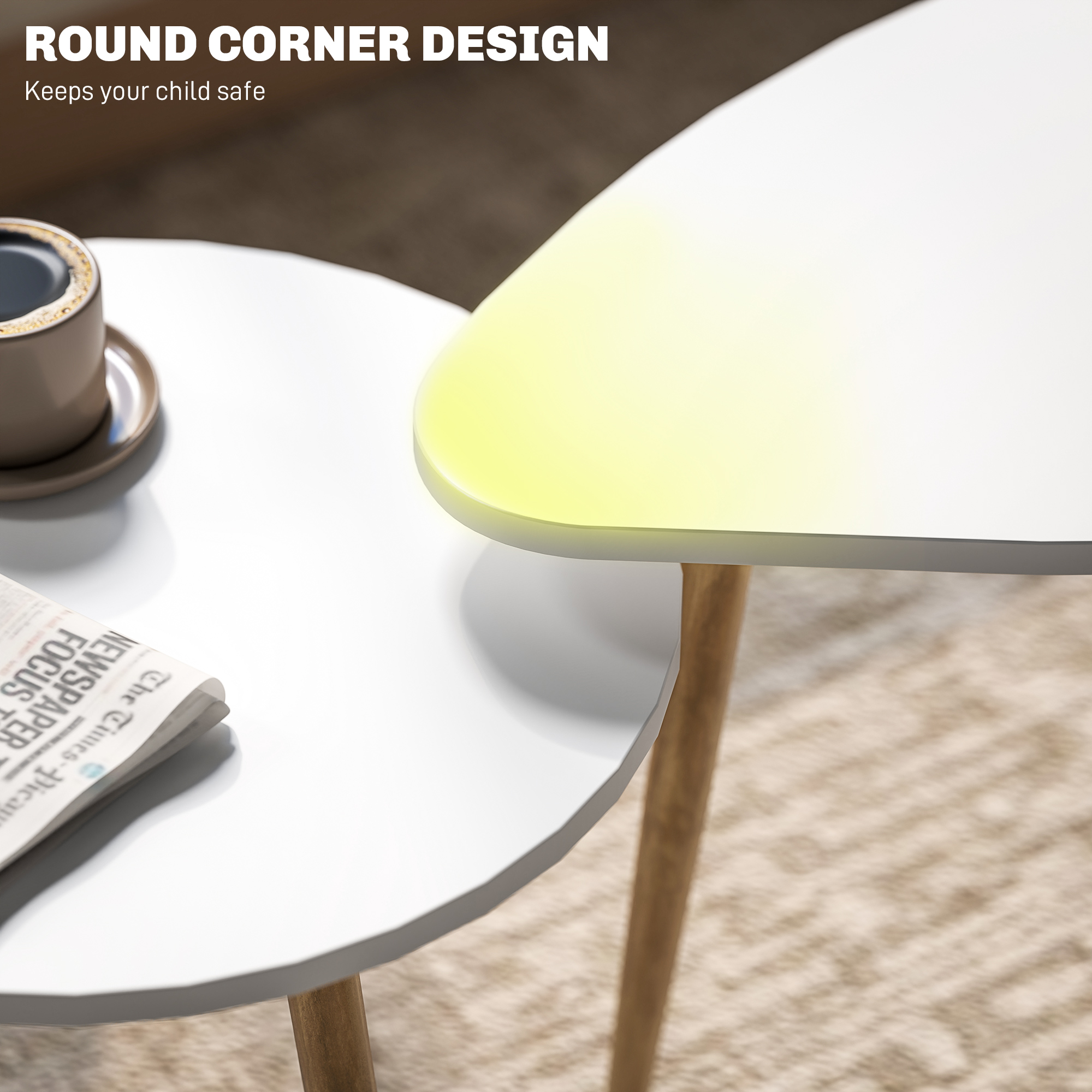 HOMCOM Set of Two Scandinavian-Style Coffee Tables White 4