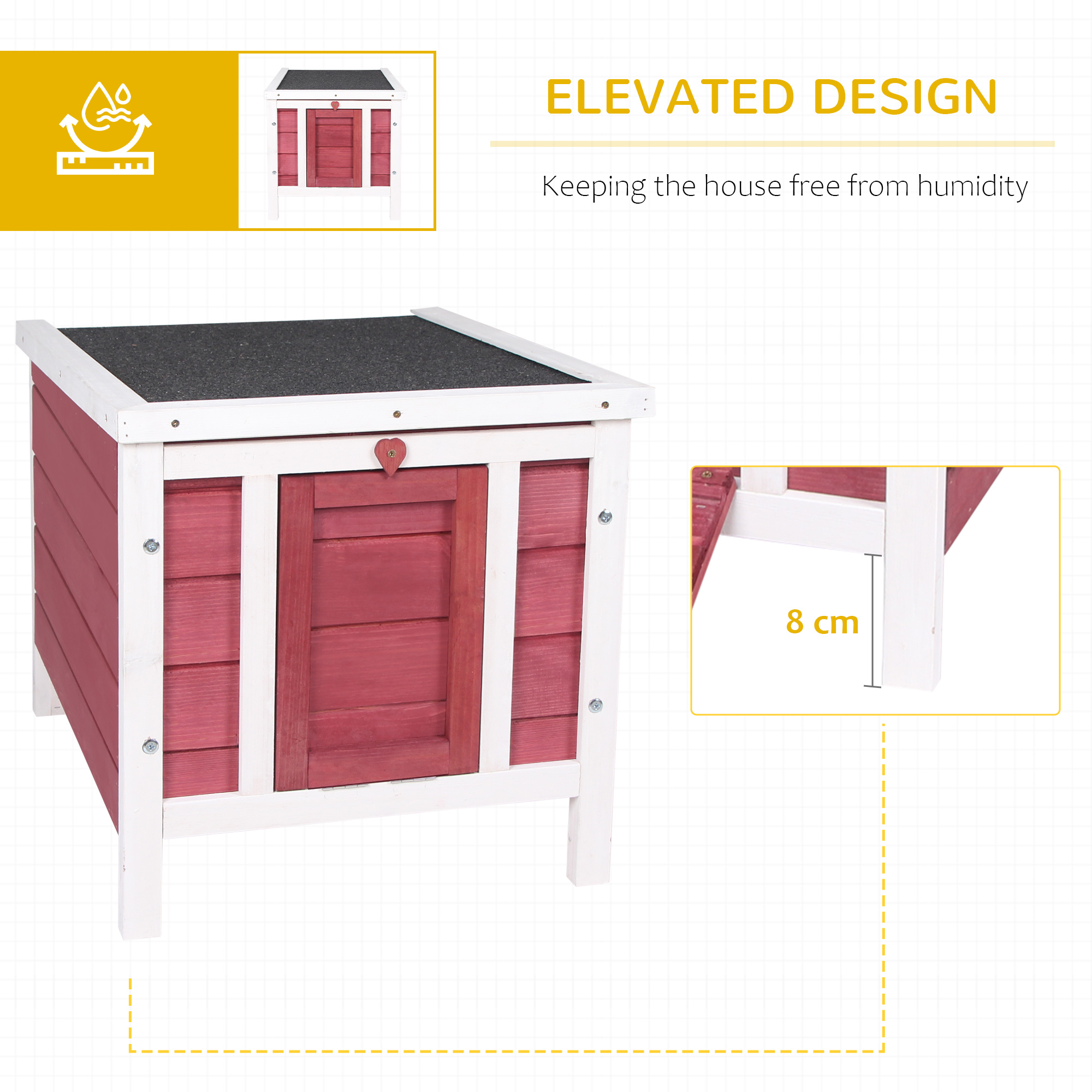 PawHut Wooden Rabbit Hutch 51 x 42 x 43 cm, Red 5