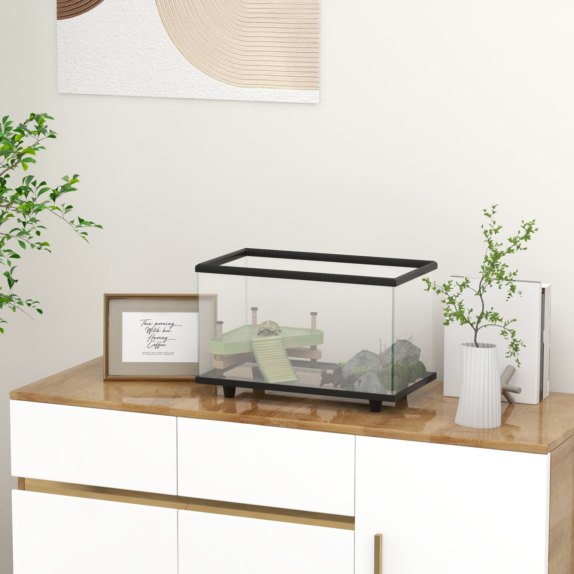 PawHut 40L Vivarium for Lizards, Frogs, Snakes, Turtles, Tortoises w/ Anti-Escape Design, Ventilation