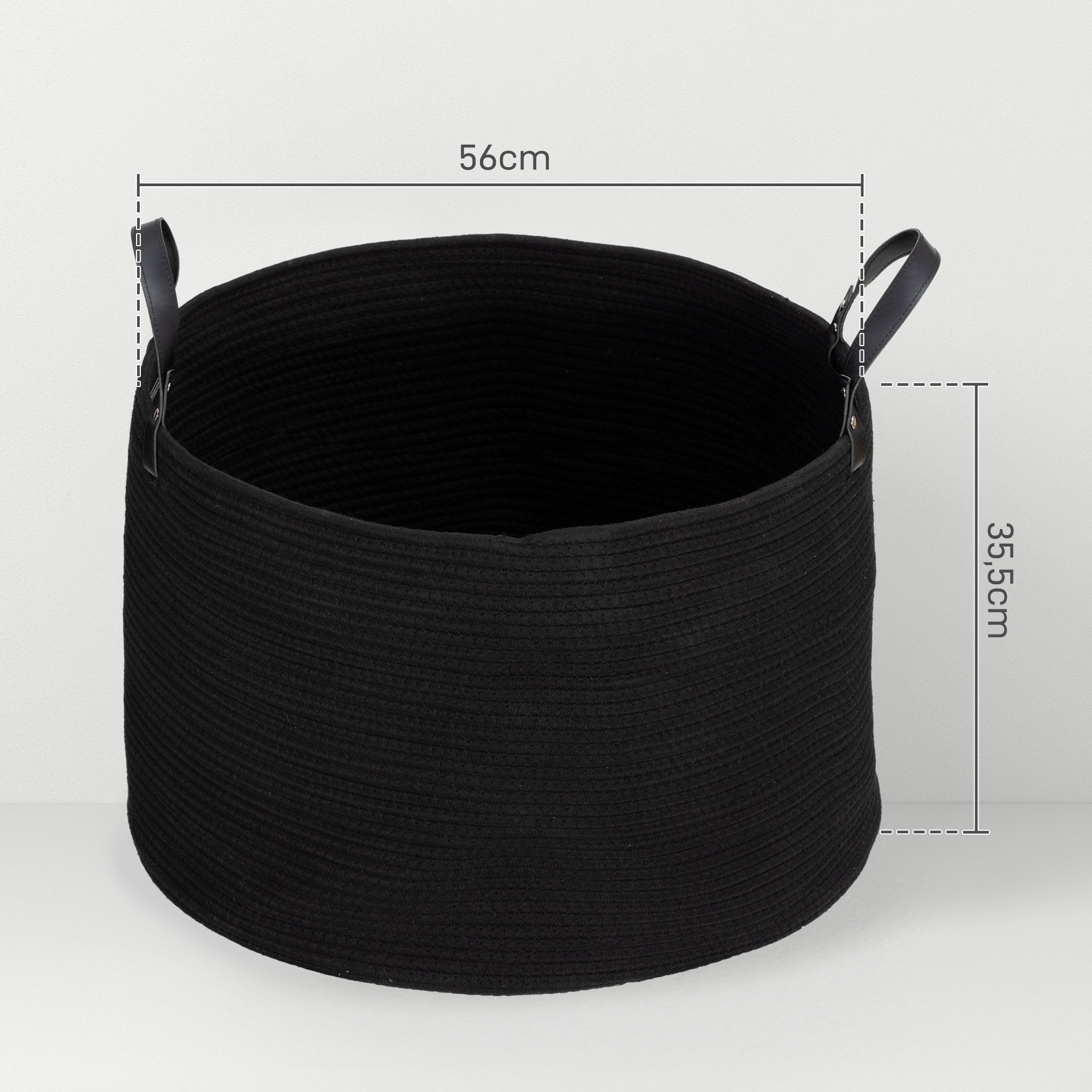 Panier à Linge Pliable Et Portable HOMCOM 36L Avec Poignées, En Coton Naturel 38 X 45 Cm Noir 76528296