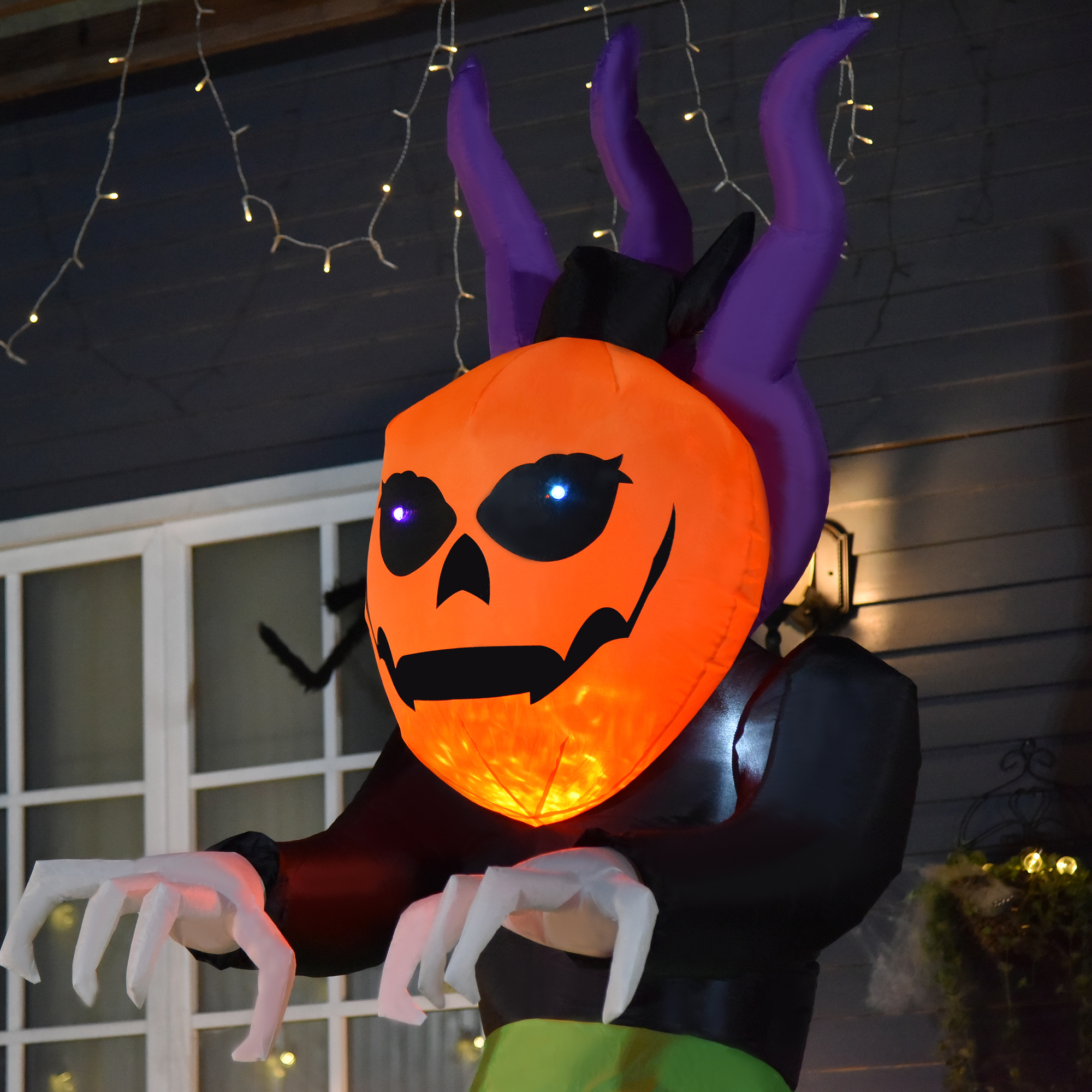 HOMCOM Halloween Pumpkin Ghost Inflatable LED Lights Accessories Scary Ghoul Outdoor Kids Party Theme Display 6
