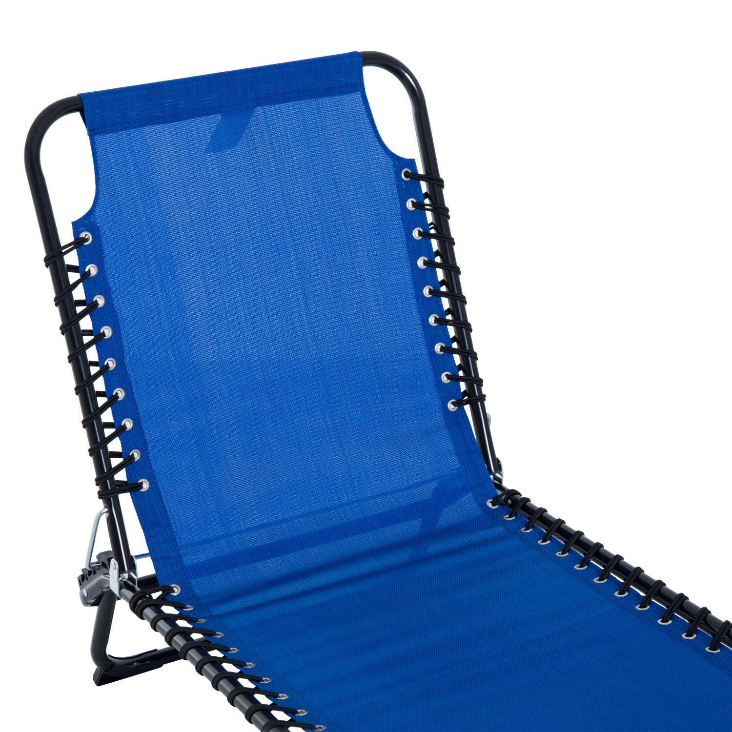 Outsunny Foldable Sun Lounger, Outdoor 4 Level Adjustable Backrest Reclining Chaise Chair, Steel Frame Recliner Chair for Camping, Hiking, Navy Blue 8