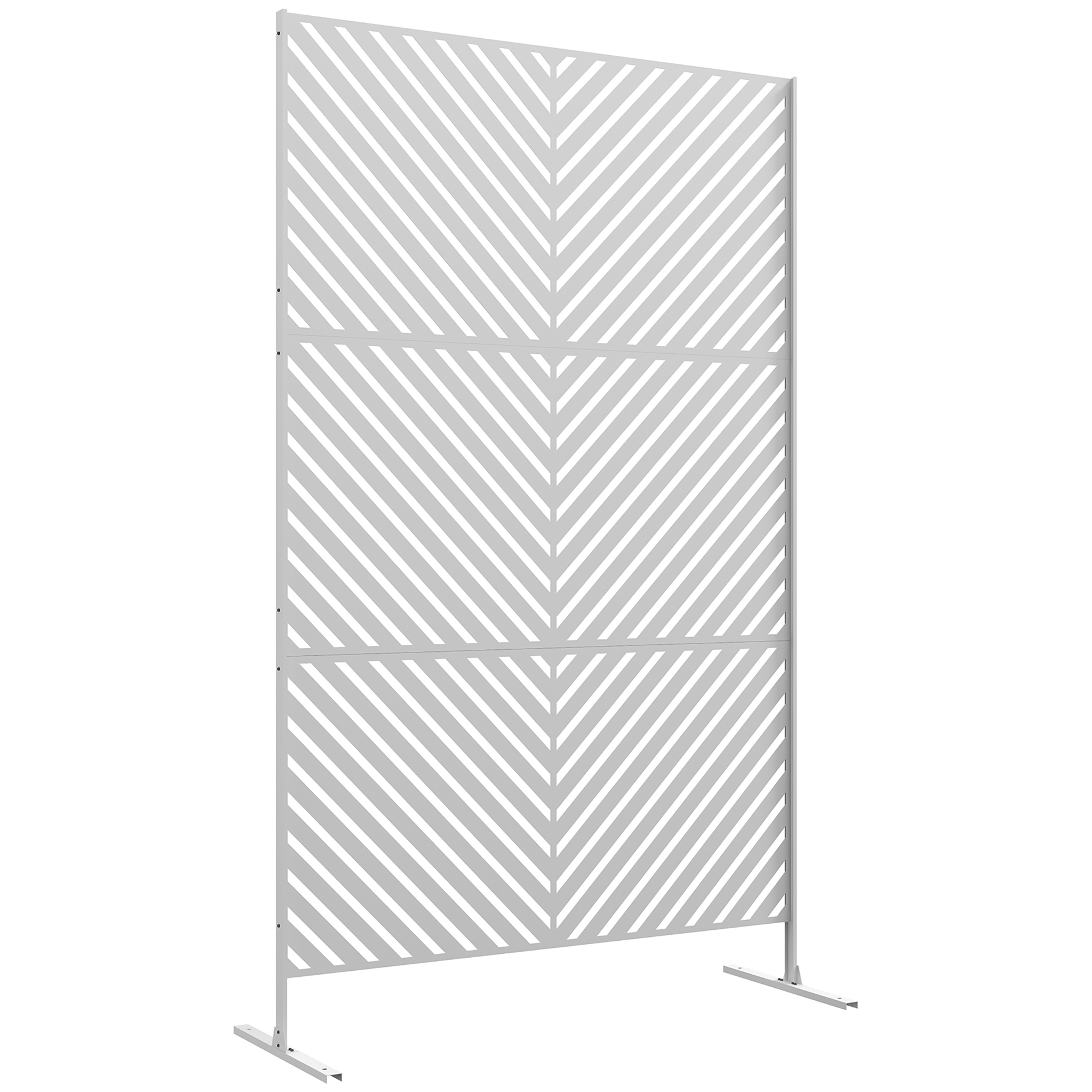 Outsunny Separador de Ambientes Exterior con 3 Piezas Patrón de Triángulo Invertido con Marco de Acero 122x45x198 cm Blanco   Aosom España