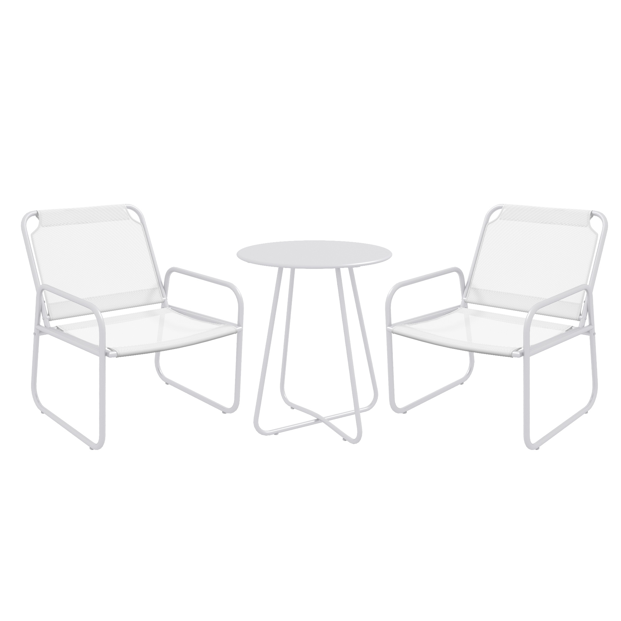 Outsunny Conjunto de Muebles de Jardín 3 Piezas con Marco de Acero Reposabrazos y Almohadillas Ajustables para los Pies Blanco Moderno   Aosom España