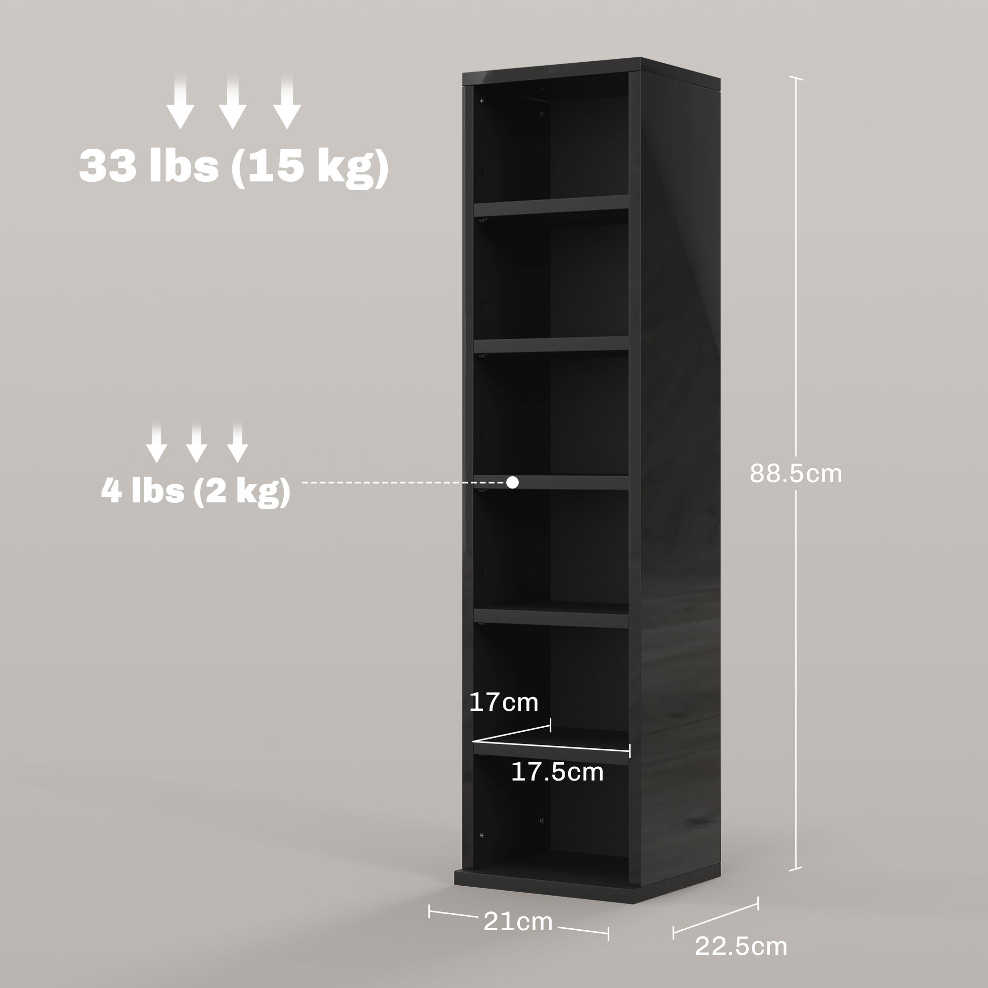 HOMCOM Set of Two 102 CD Storage Units High Gloss Black 3