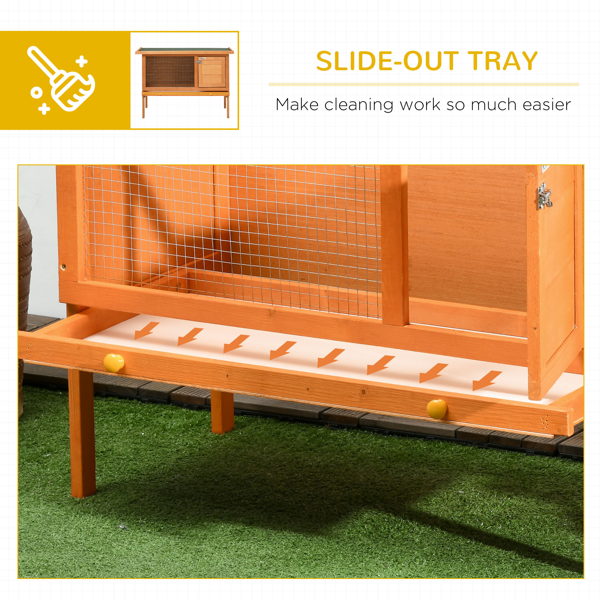 PawHut Rabbit Hutch Outdoor Guinea Pig Hutch Bunny Cage Shelter Outdoor, 90 x 45 x 65cm 6