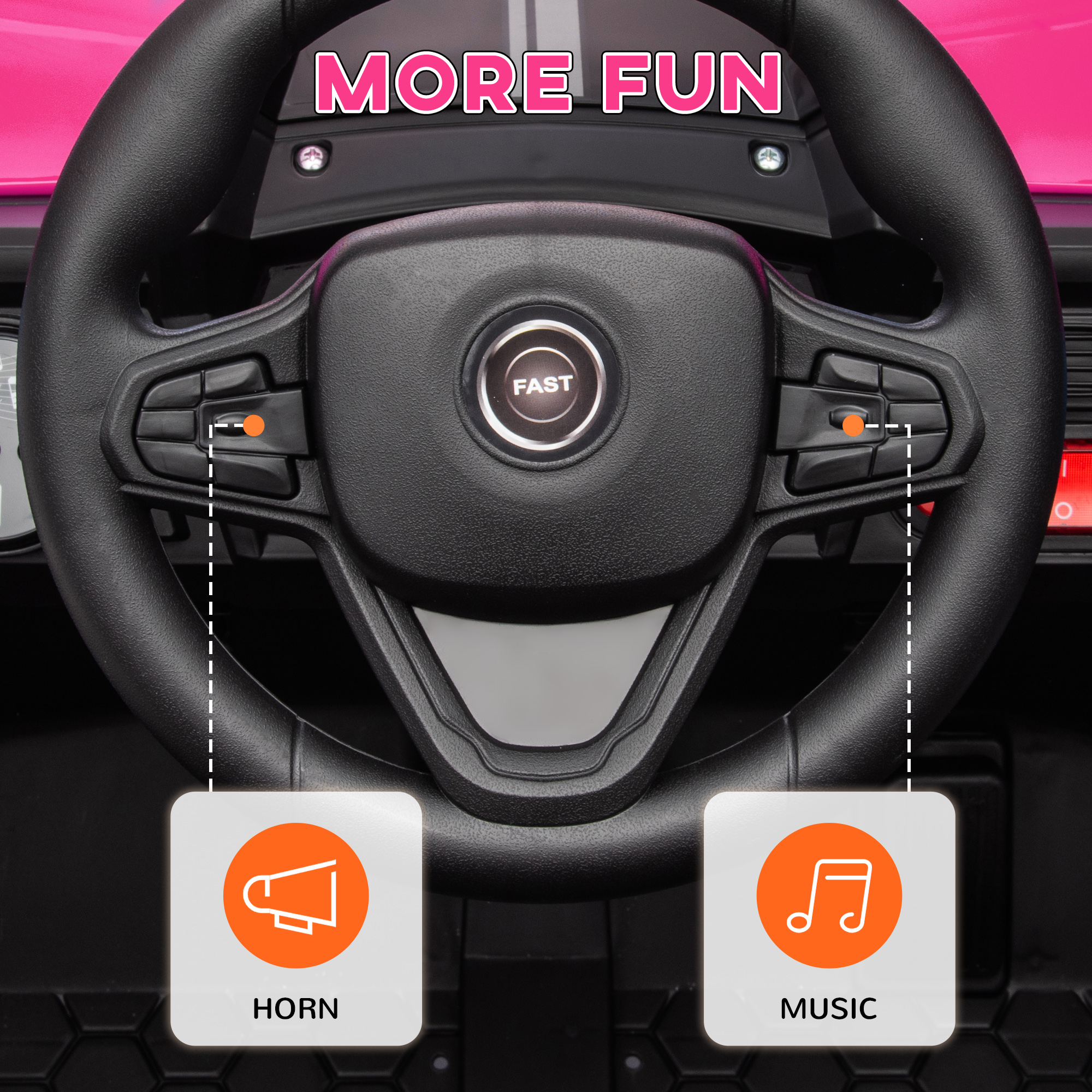 AIYAPLAY 12V Battery Powered Ride on Truck w/ Remote, Four Suspension Wheels, Horn, Lights, Music, USB, for Ages 3-5 Years, Pink 8