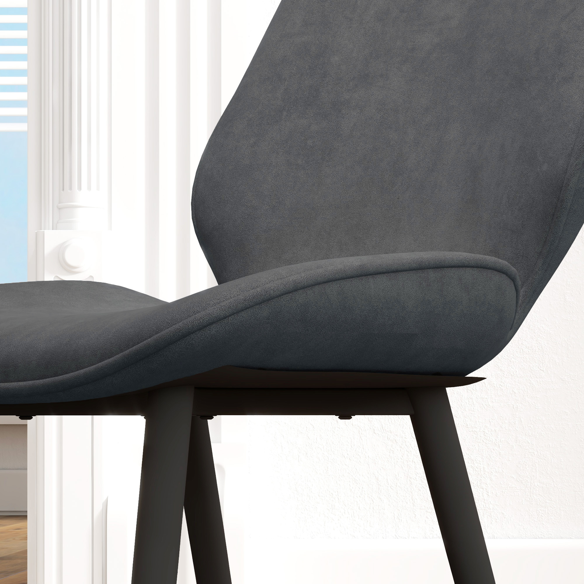 HOMCOM Velvet Dining Chairs, Set of 2 Dining Room Chairs with Metal Legs for Living Room, Dining Room, Grey 8