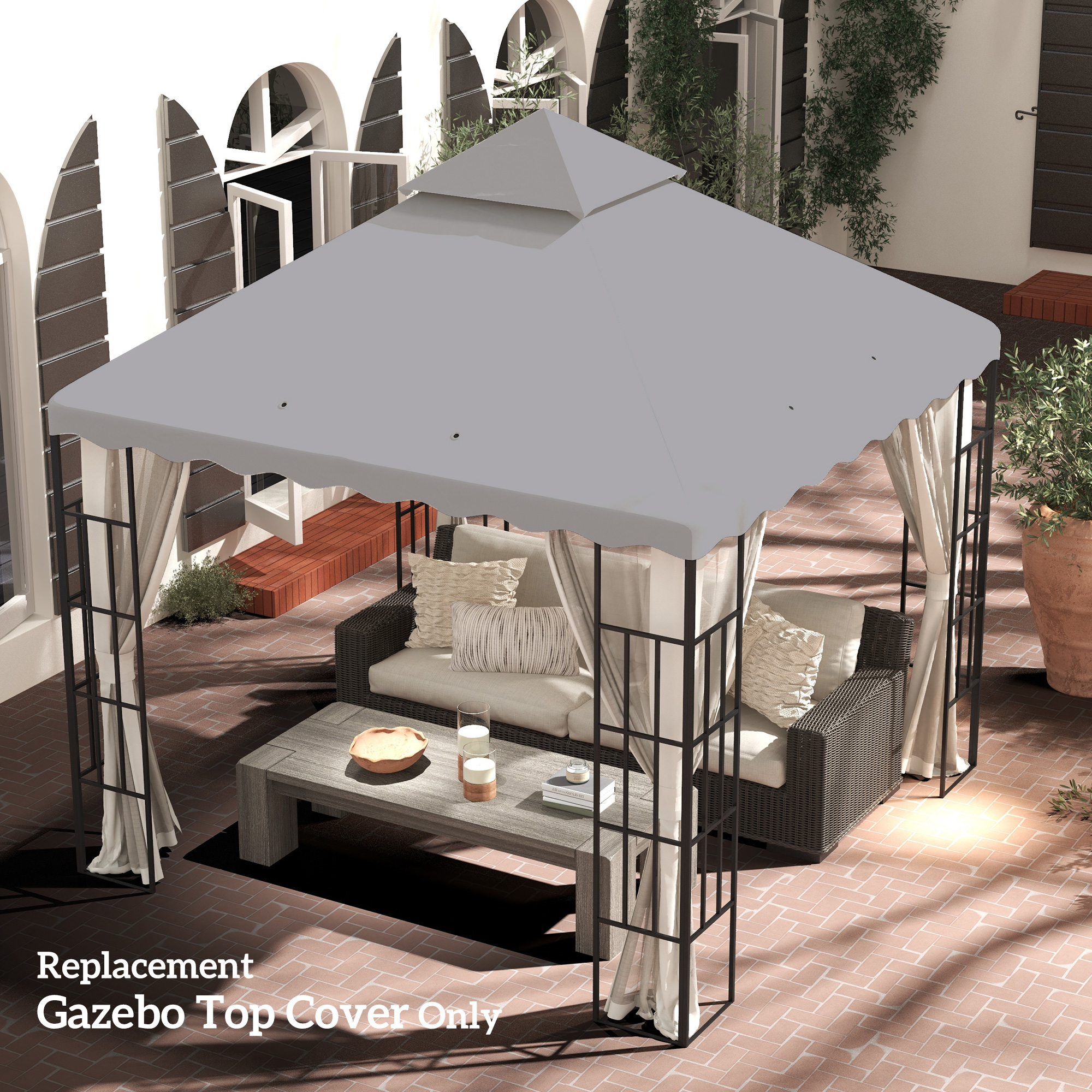 Outsunny 3 x 3 m Gazebo Canopy Replacement Covers, 2 - Tier Gazebo Roof ...