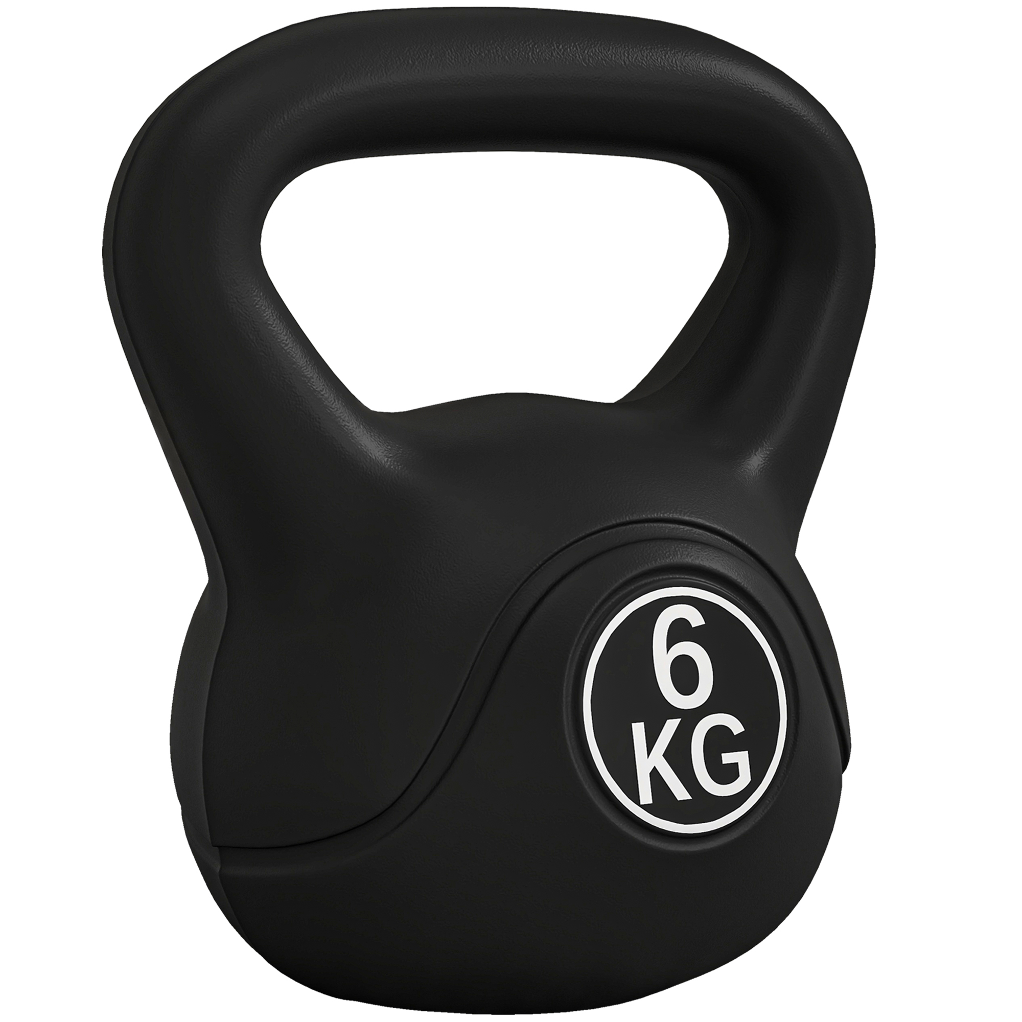 HOMCOM Pesa Rusa de 6 kg Kettlebell Relleno de Arena con Mango Ancho Antideslizante para Entrenamiento 20x13x22 cm Negro